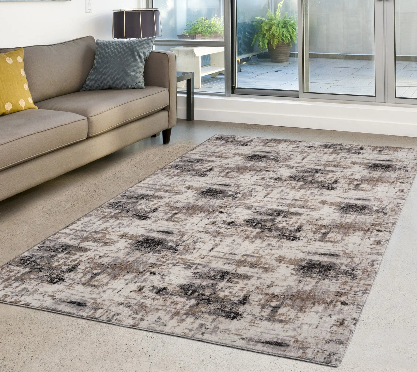 Everest Black Grey Beige Modern Rustic Design Area Rug Ladolerugsca