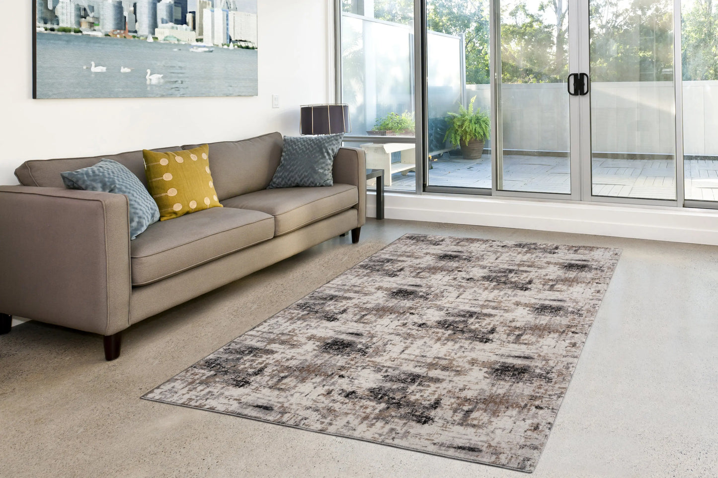 Everest Black Grey Beige Modern Rustic Design Area Rug Ladolerugsca