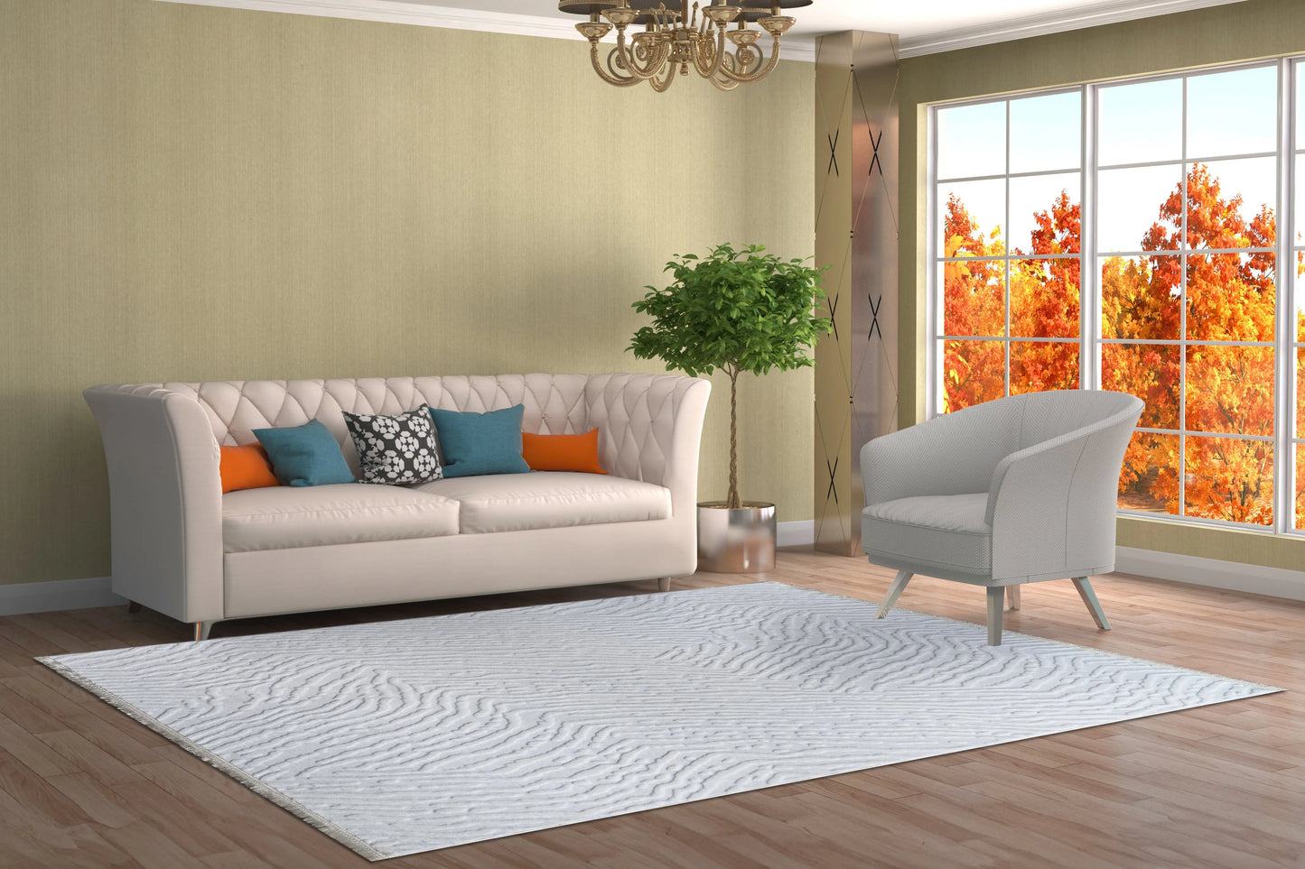 White Textured Fluffy Soft Machine Washable Area Rug For Living Room, Bedroom LaDole Rugs