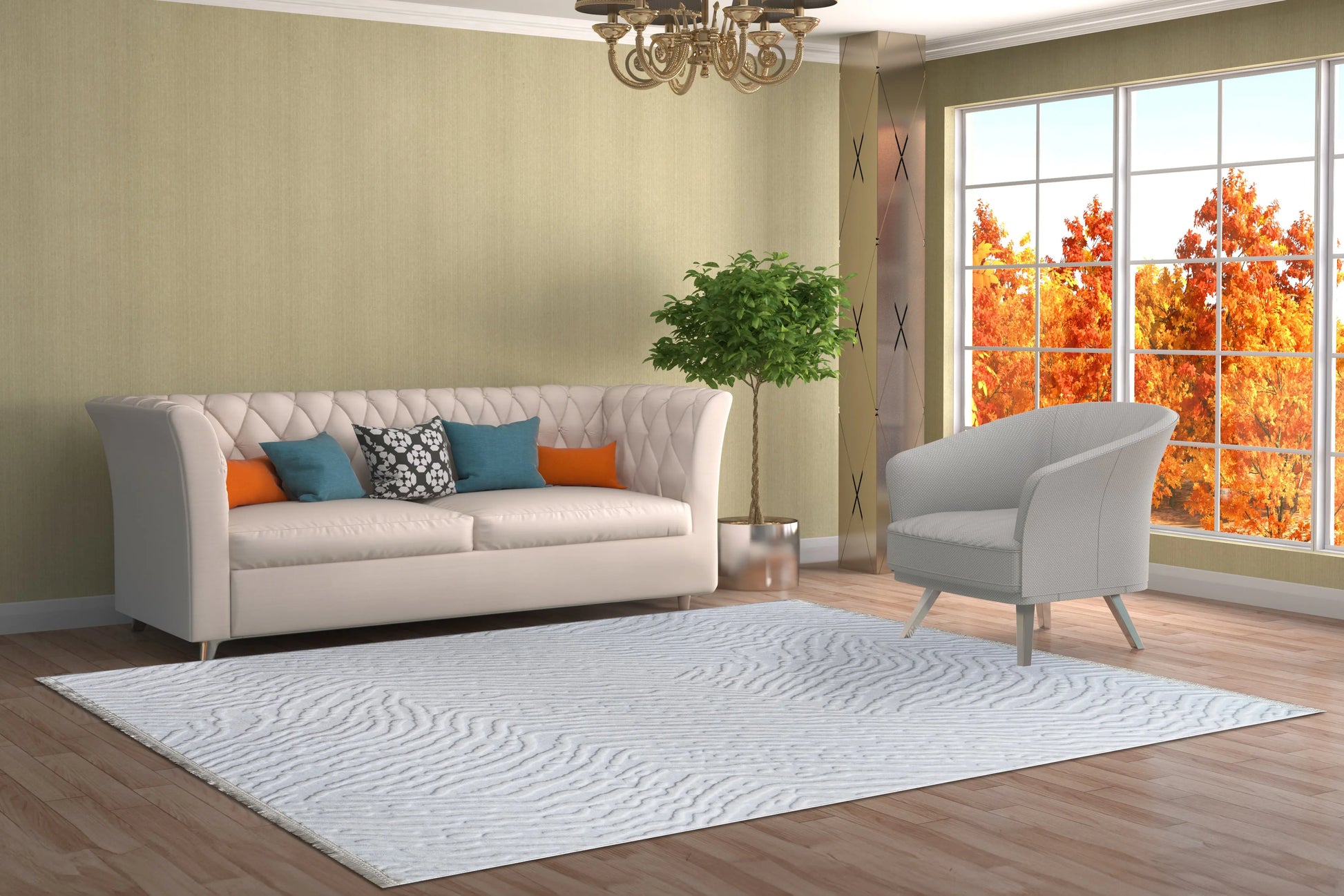White Textured Fluffy Soft Machine Washable Area Rug For Living Room, Bedroom LaDole Rugs