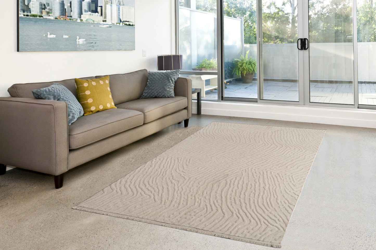 Cream Textured Fluffy Soft Machine Washable Area Rug For Living Room, Bedroom LaDole Rugs