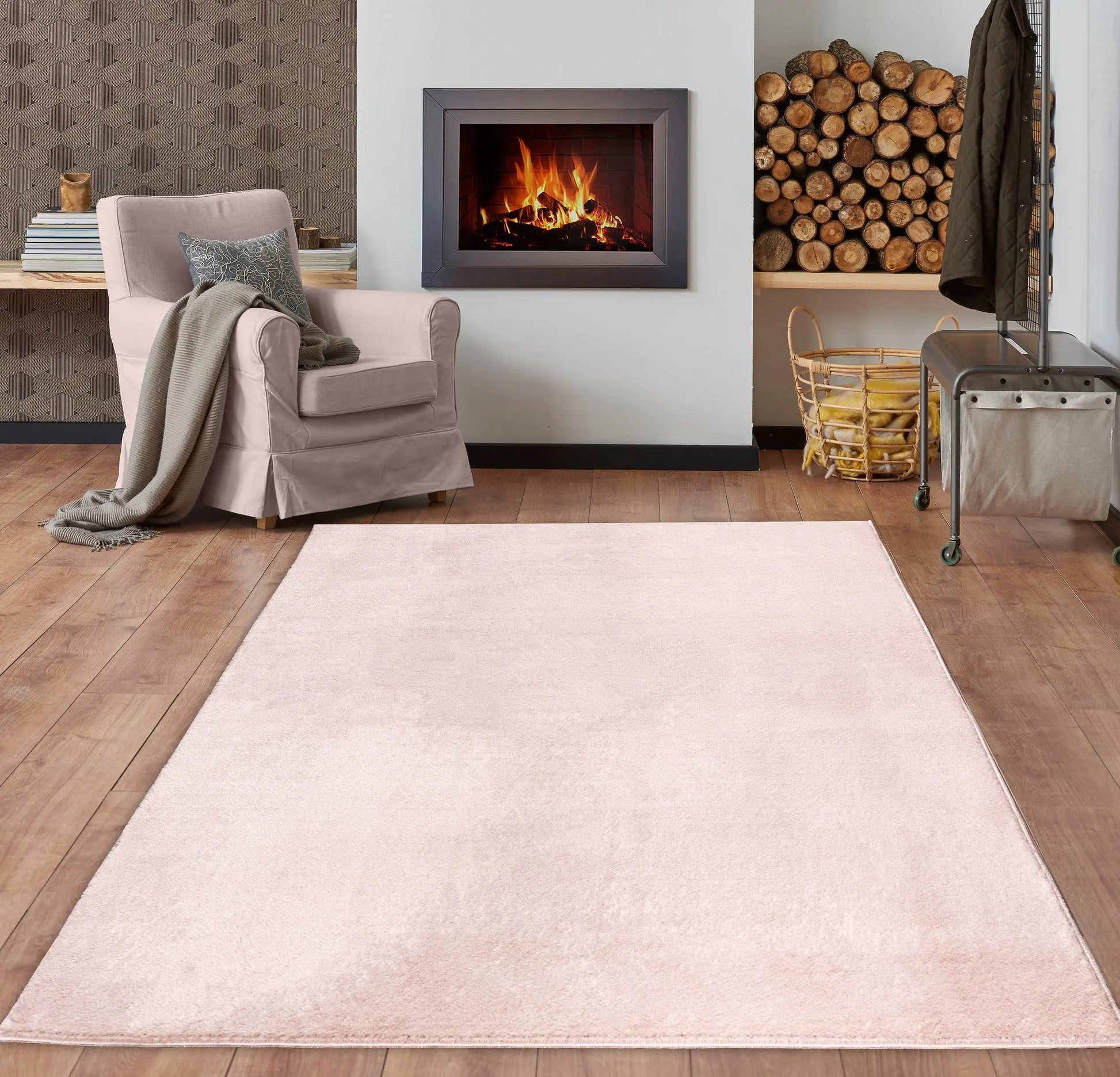 Rose Pink Fluffy Soft Machine Washable Area Rug For Living Room, Bedroom LaDole Rugs