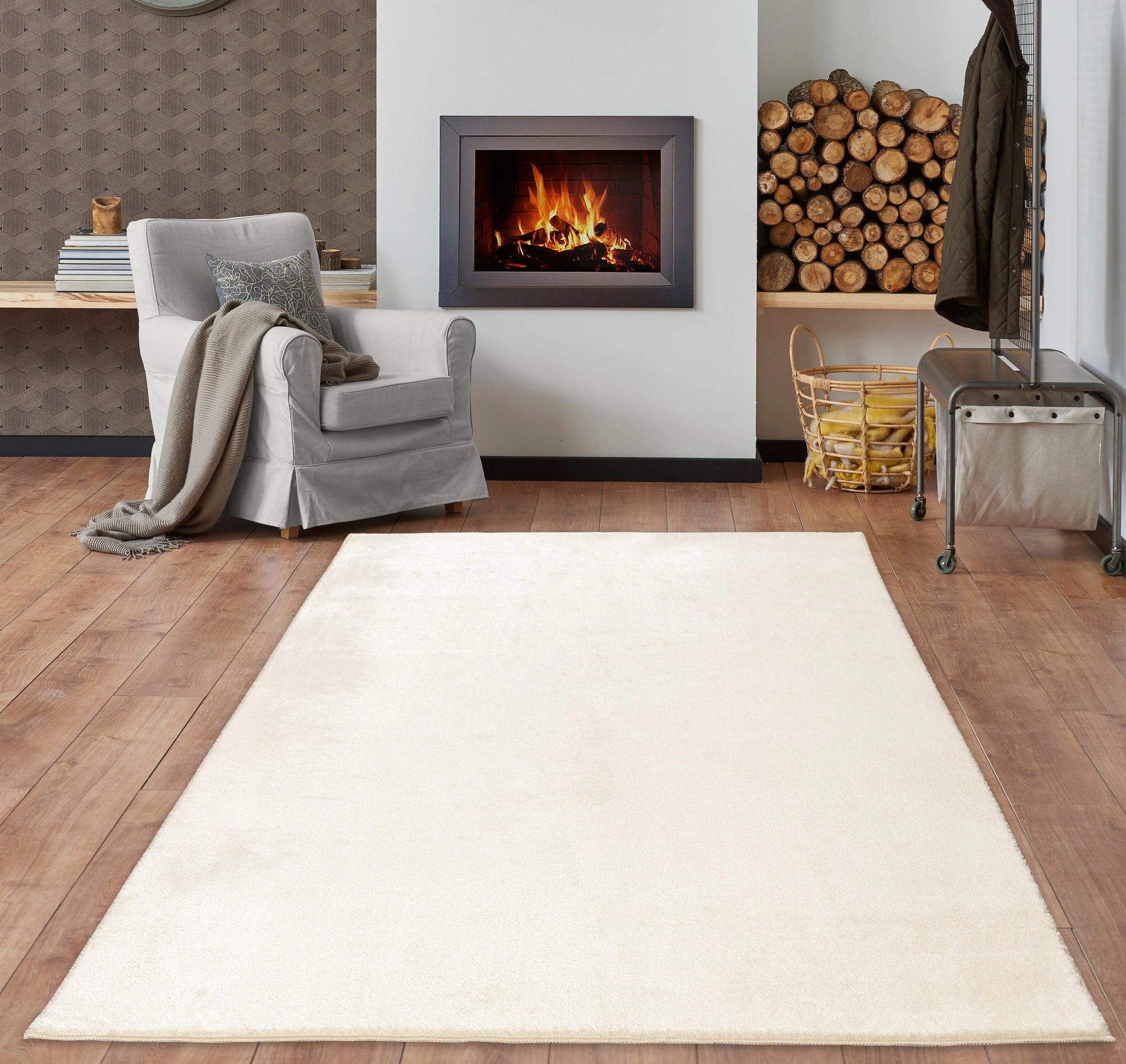 Cream Fluffy Soft Machine Washable Area Rug For Living Room, Bedroom LaDole Rugs