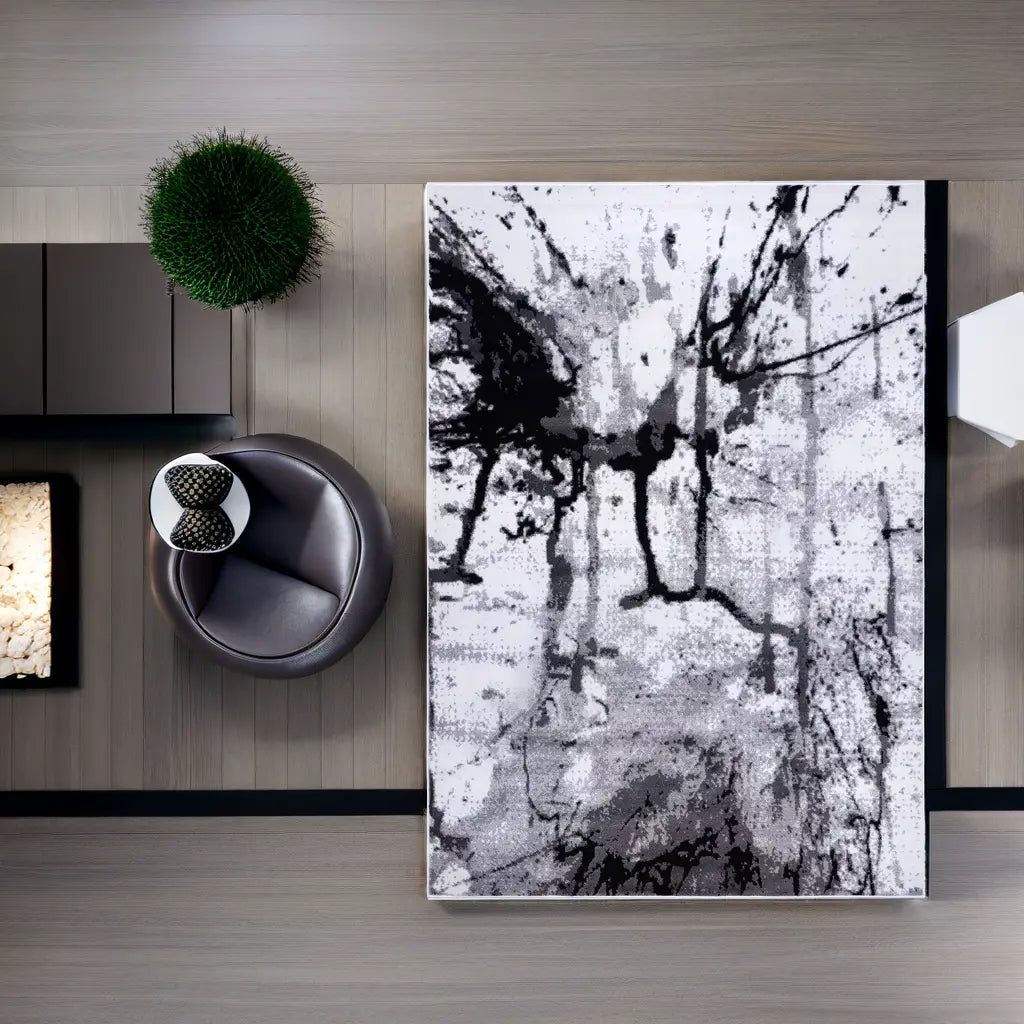 grey cream abstract area rug 6x8, 6x9 ft Living Room, Bedroom, Dining Area, Kitchen Carpet