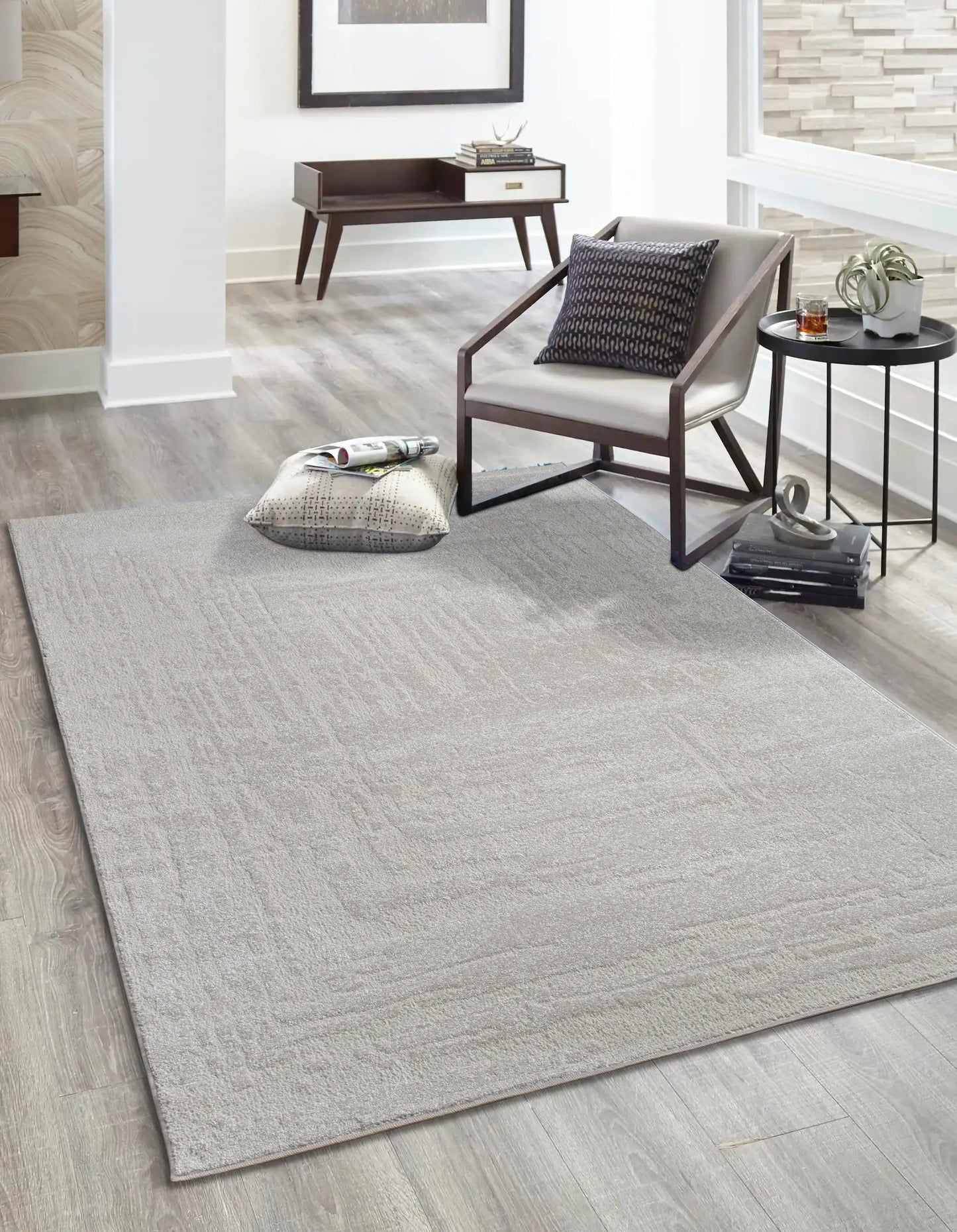 Cream Textured Abstract Living Room Bedroom Area Rug LaDole Rugs