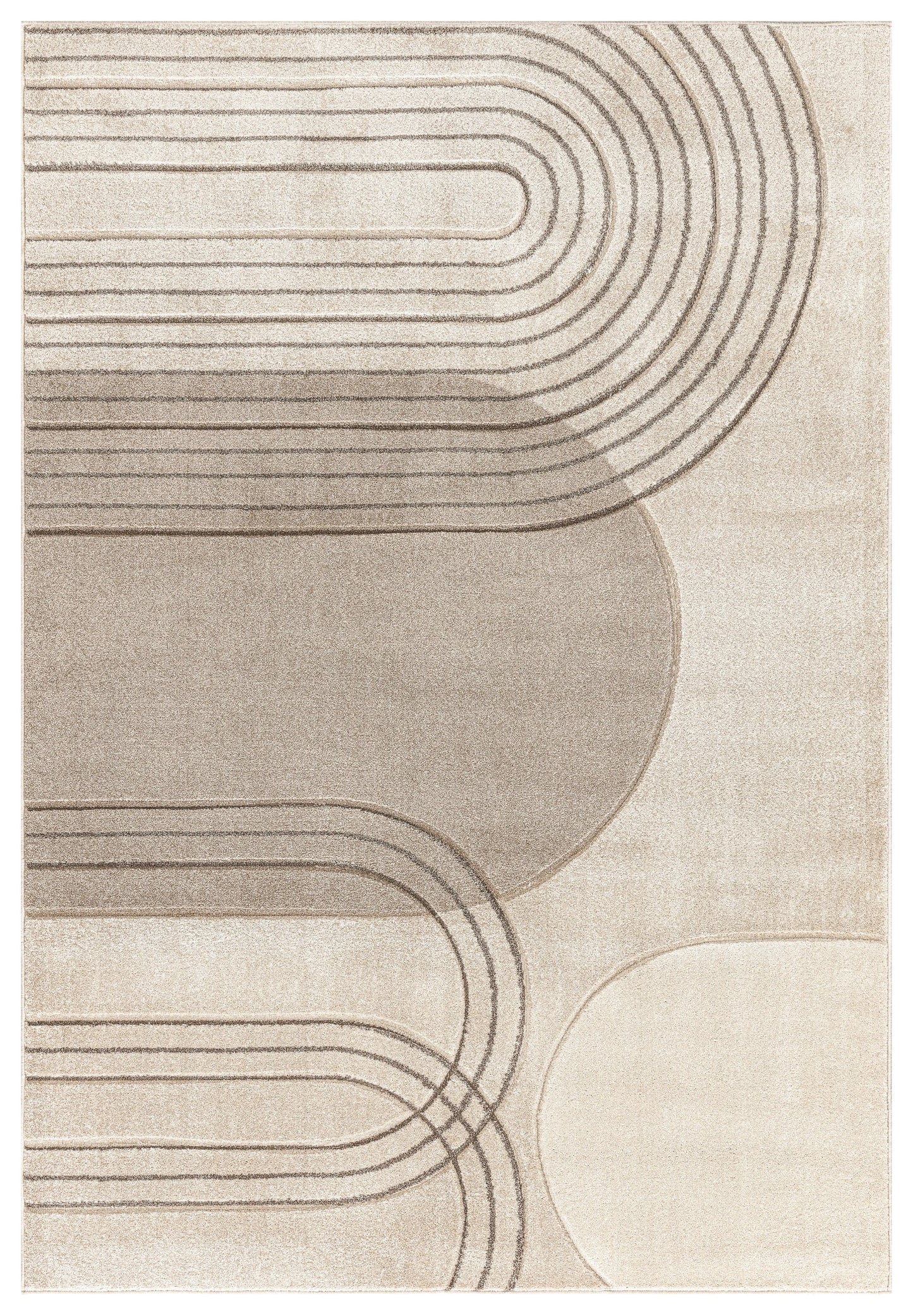 Cream Beige Textured Geometric Contemporary Living Room Bedroom Area Rug LaDole Rugs