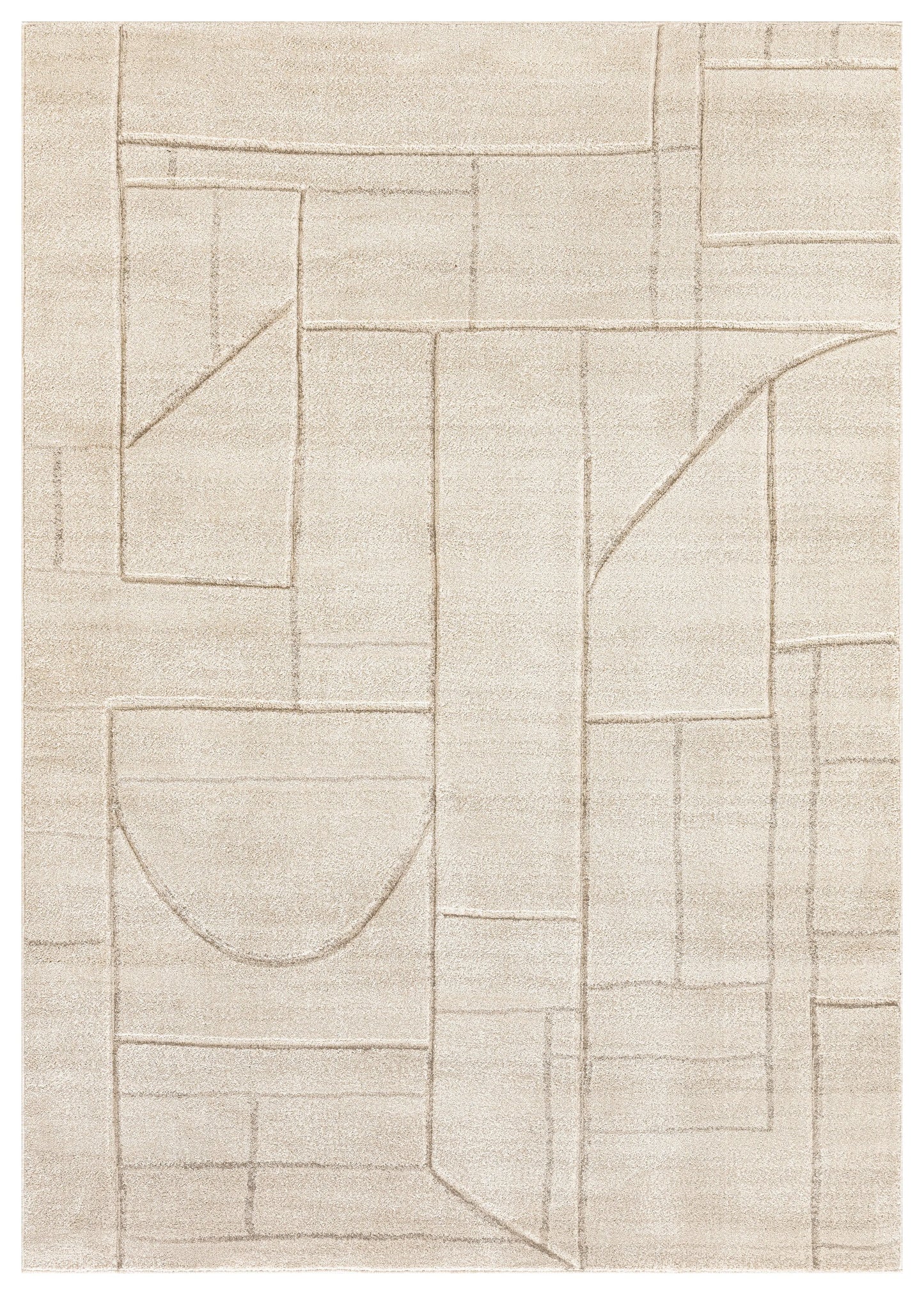 Cream Beige Textured Geometric Minimalist Living Room Bedroom Area Rug LaDole Rugs