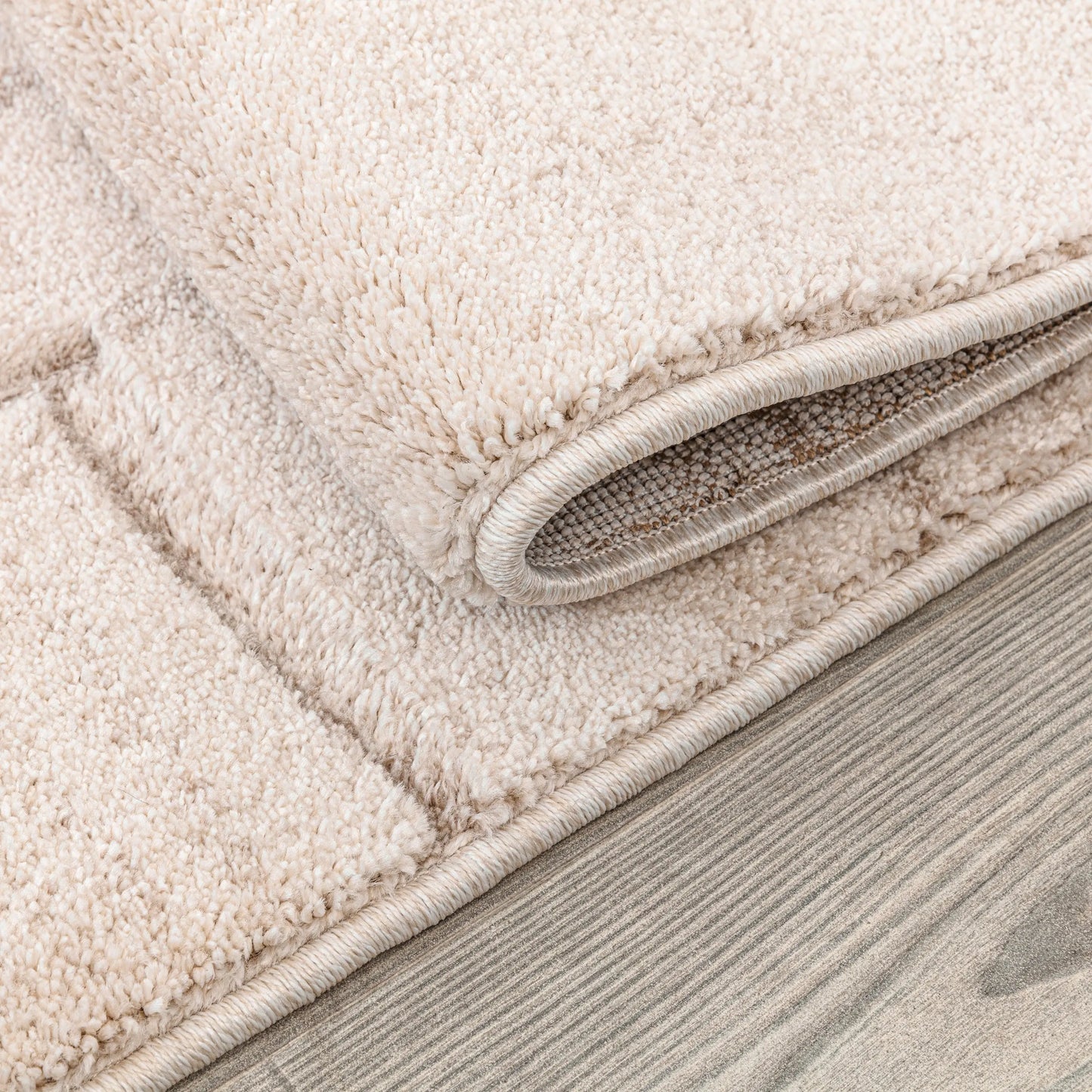 Cream Beige Textured Geometric Minimalist Living Room Bedroom Area Rug LaDole Rugs