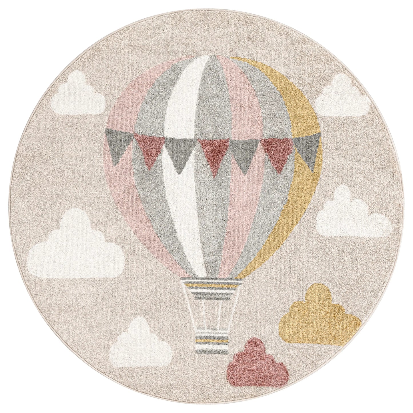 Colorful Baloon and Cloud Kids Nursery Play Area Bedroom Area Rug LaDole Rugs