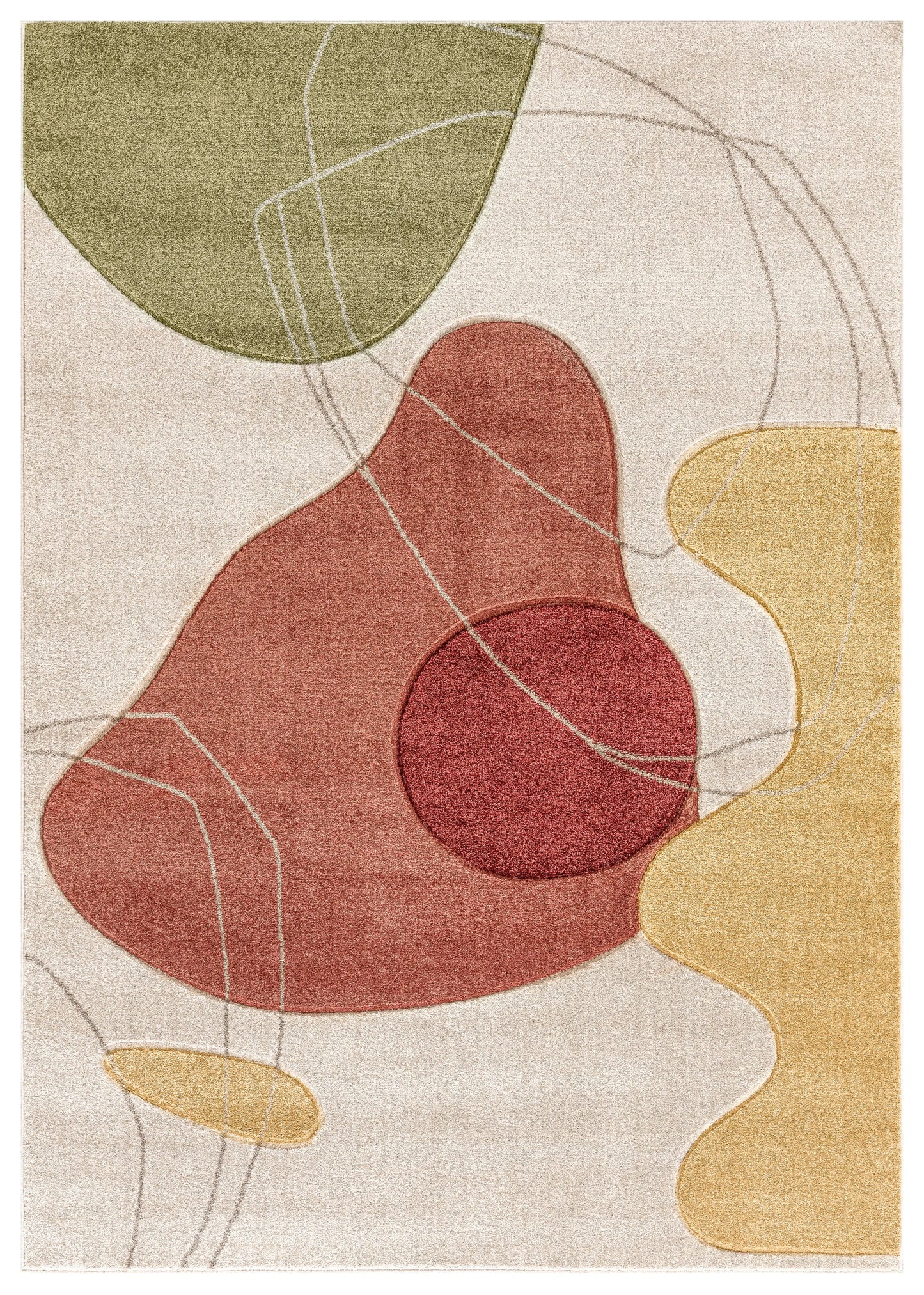 Red Mustard Green Textured Abstract Living Room Bedroom Area Rug LaDole Rugs