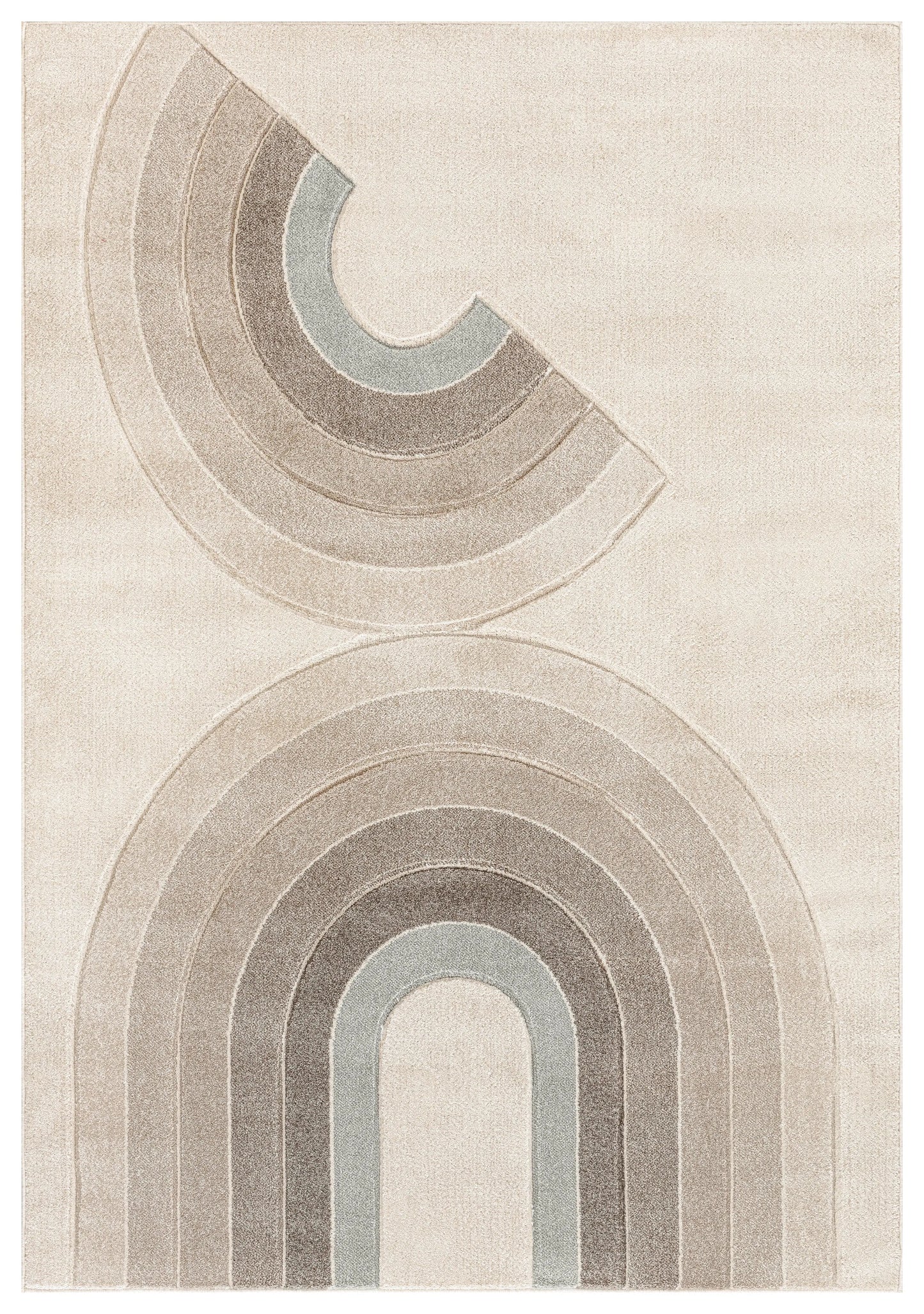 Cream Beige Textured Geometric Modern Living Room Bedroom Area Rug LaDole Rugs