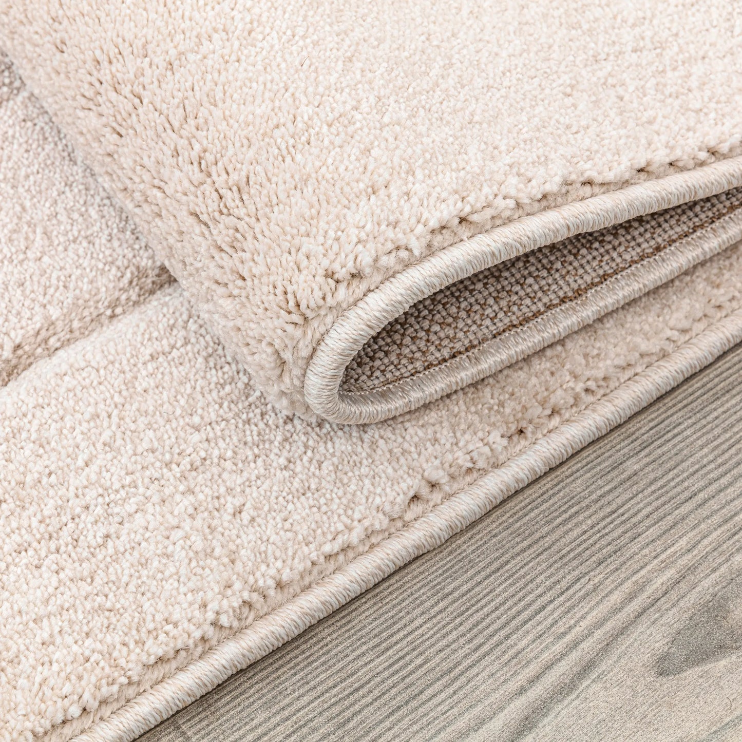 Cream Beige Textured Geometric Modern Living Room Bedroom Area Rug LaDole Rugs