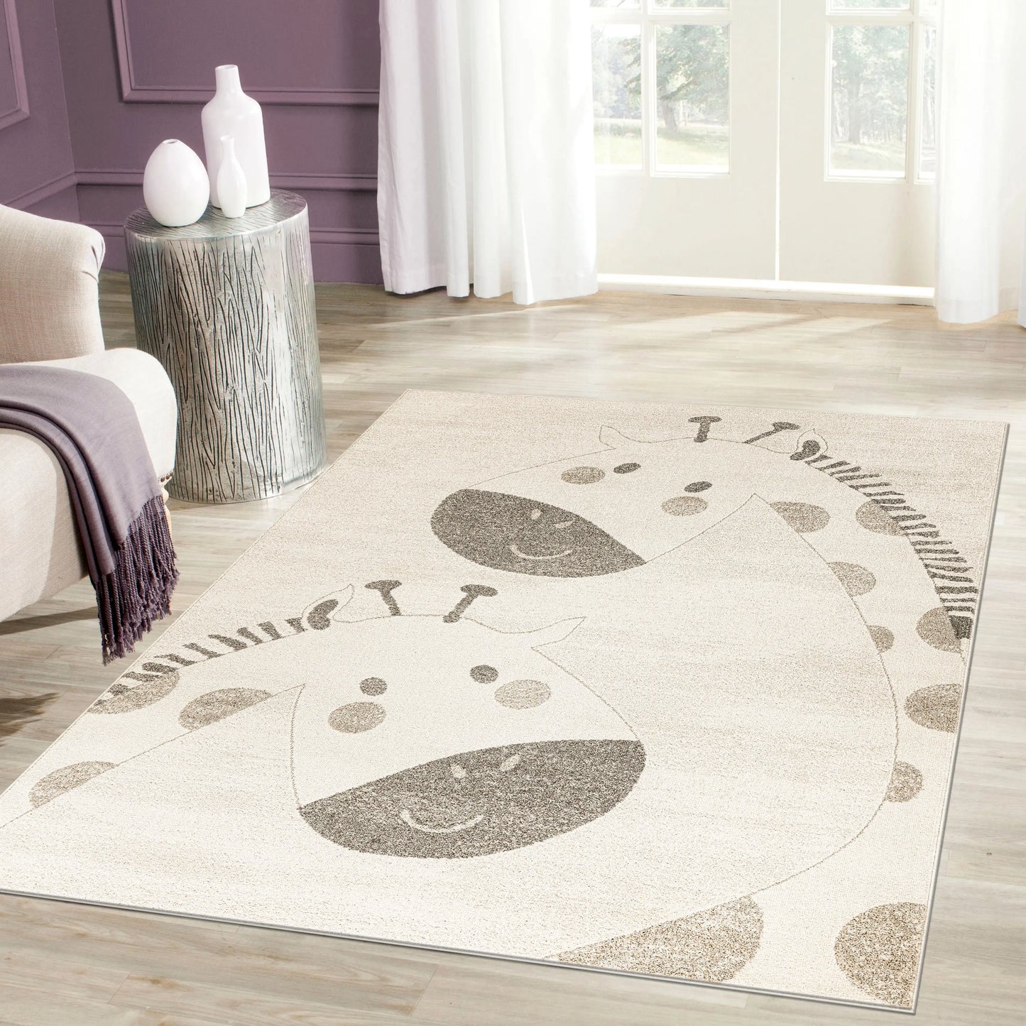Girrafe Cartoon Kids Nursery Play Area Bedroom Area Rug LaDole Rugs