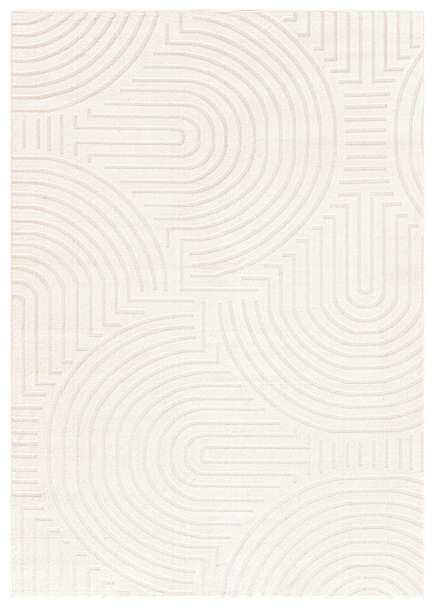 Beige Cream Textured Geometric Living Room Bedroom Area Rug LaDole Rugs