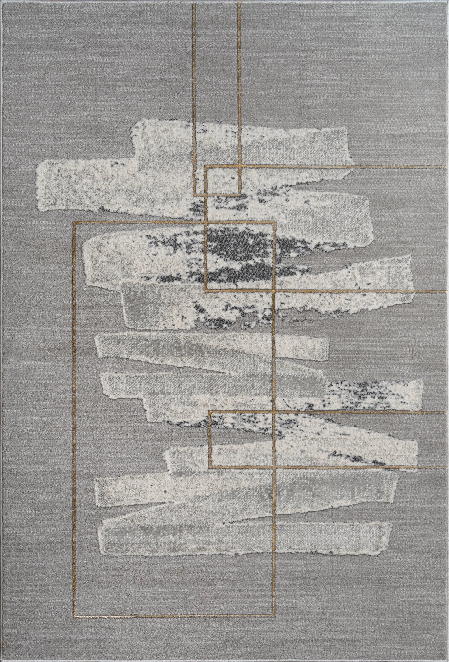 Gold Grey Abstract Modern Living Room Bedroom Area Rug LaDole Rugs