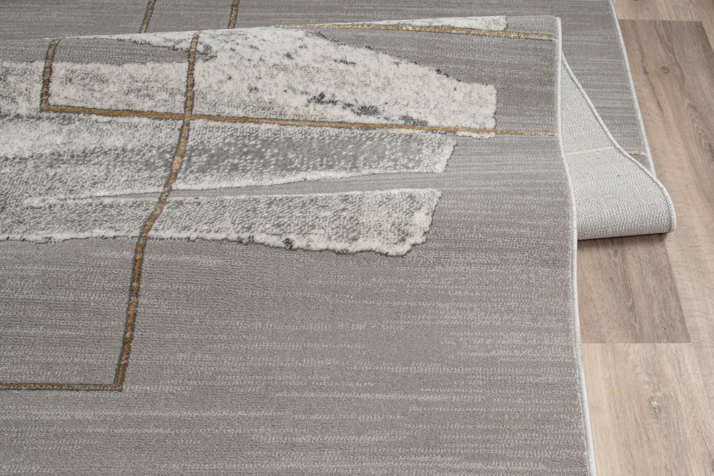 Gold Grey Abstract Modern Living Room Bedroom Area Rug LaDole Rugs