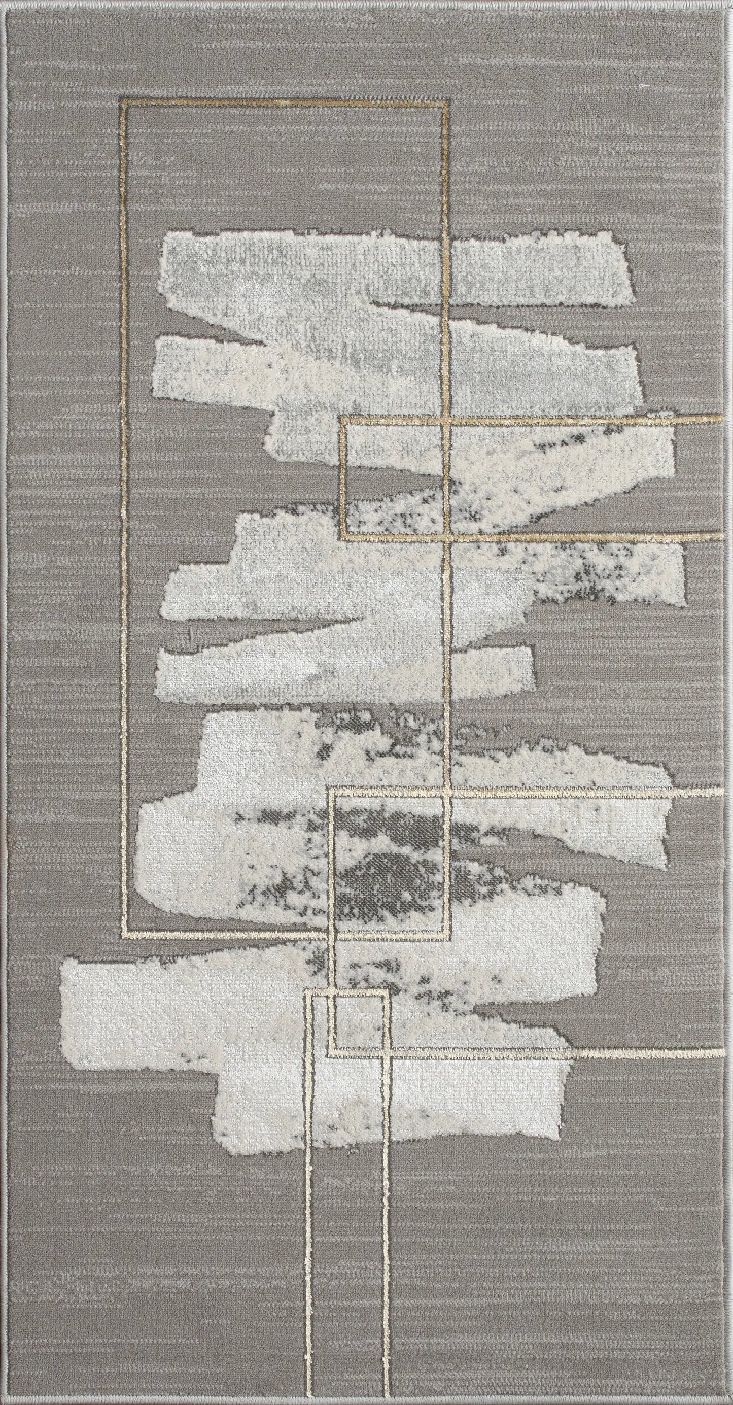 Gold Grey Abstract Modern Living Room Bedroom Area Rug LaDole Rugs
