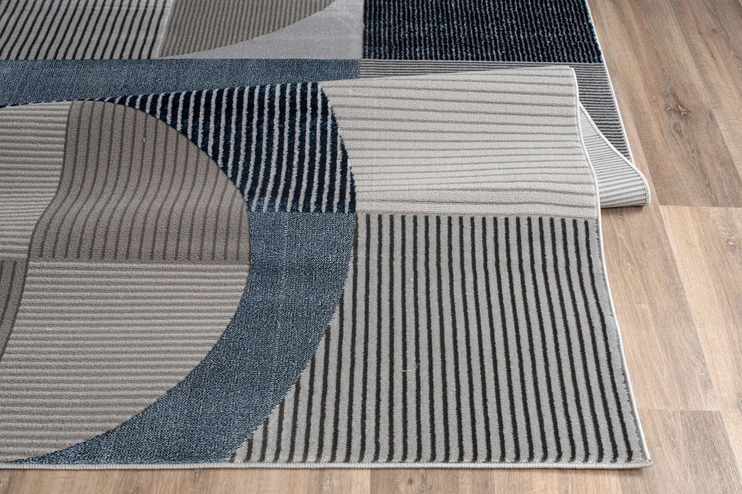 Blue Grey Geometric Living Room Bedroom Area Rug LaDole Rugs