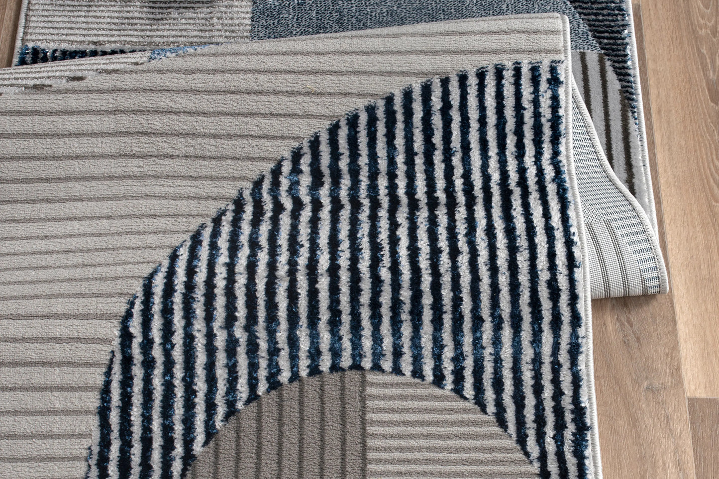 Blue Grey Geometric Living Room Bedroom Area Rug LaDole Rugs