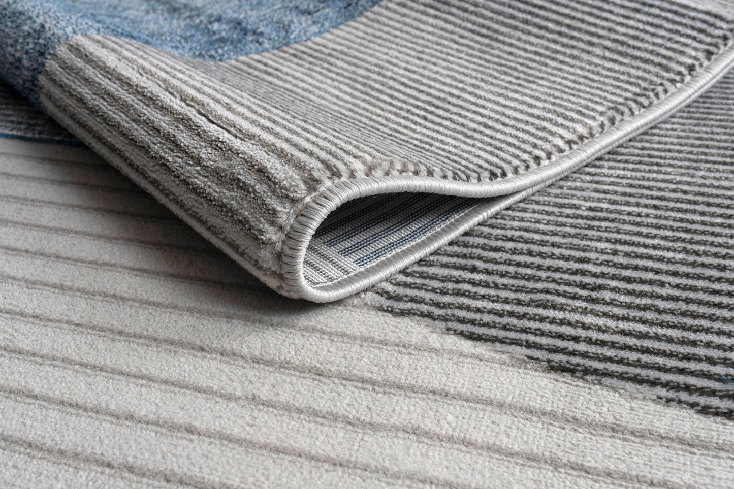 Blue Grey Geometric Living Room Bedroom Area Rug LaDole Rugs