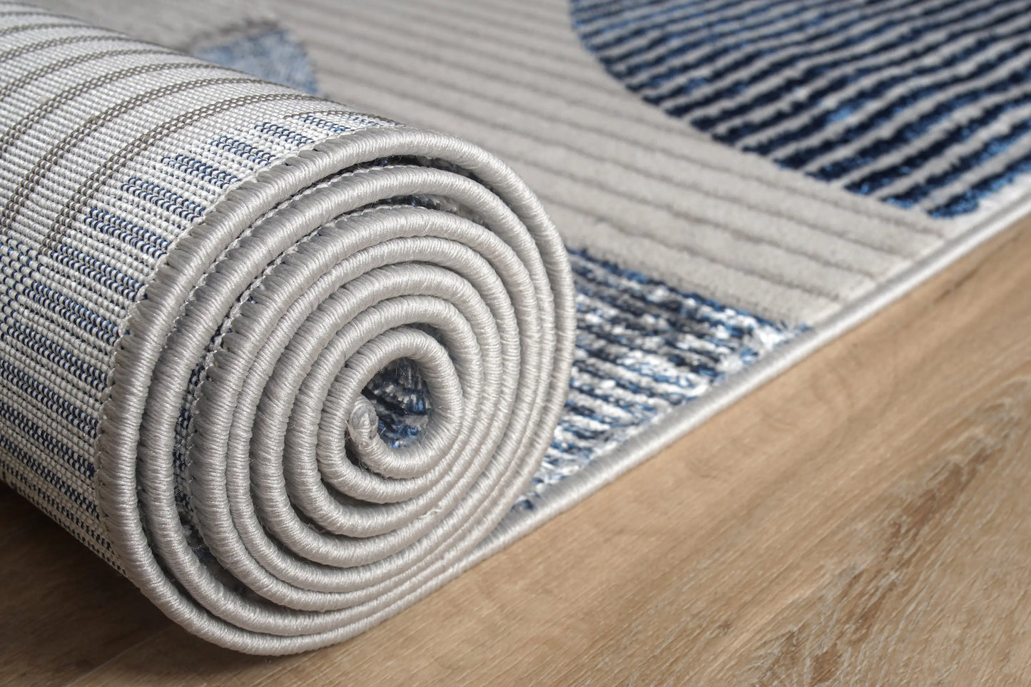 Blue Grey Geometric Living Room Bedroom Area Rug LaDole Rugs