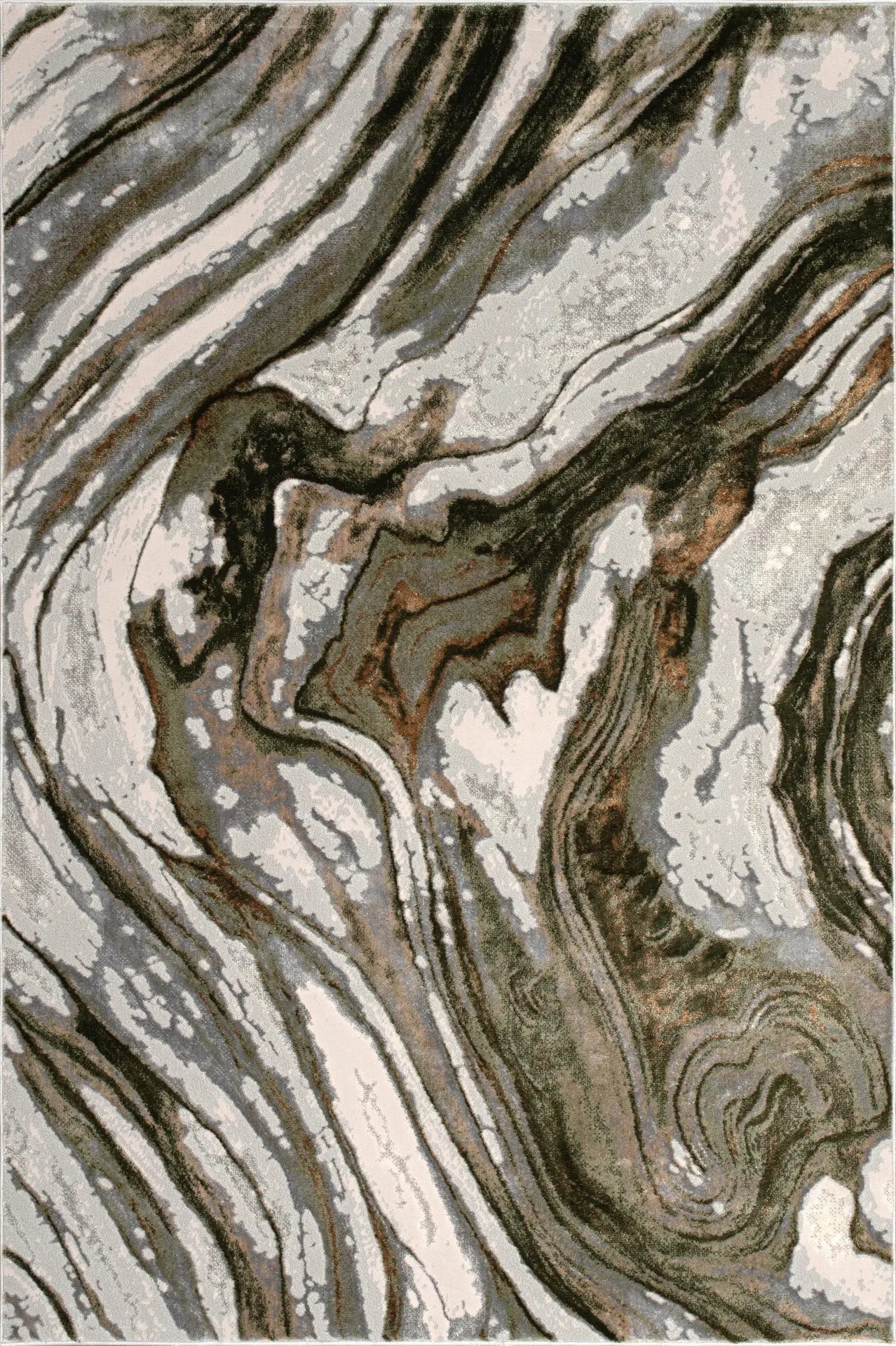 Green Ivory Earth Abstract Living Room Bedroom Area Rug LaDole Rugs