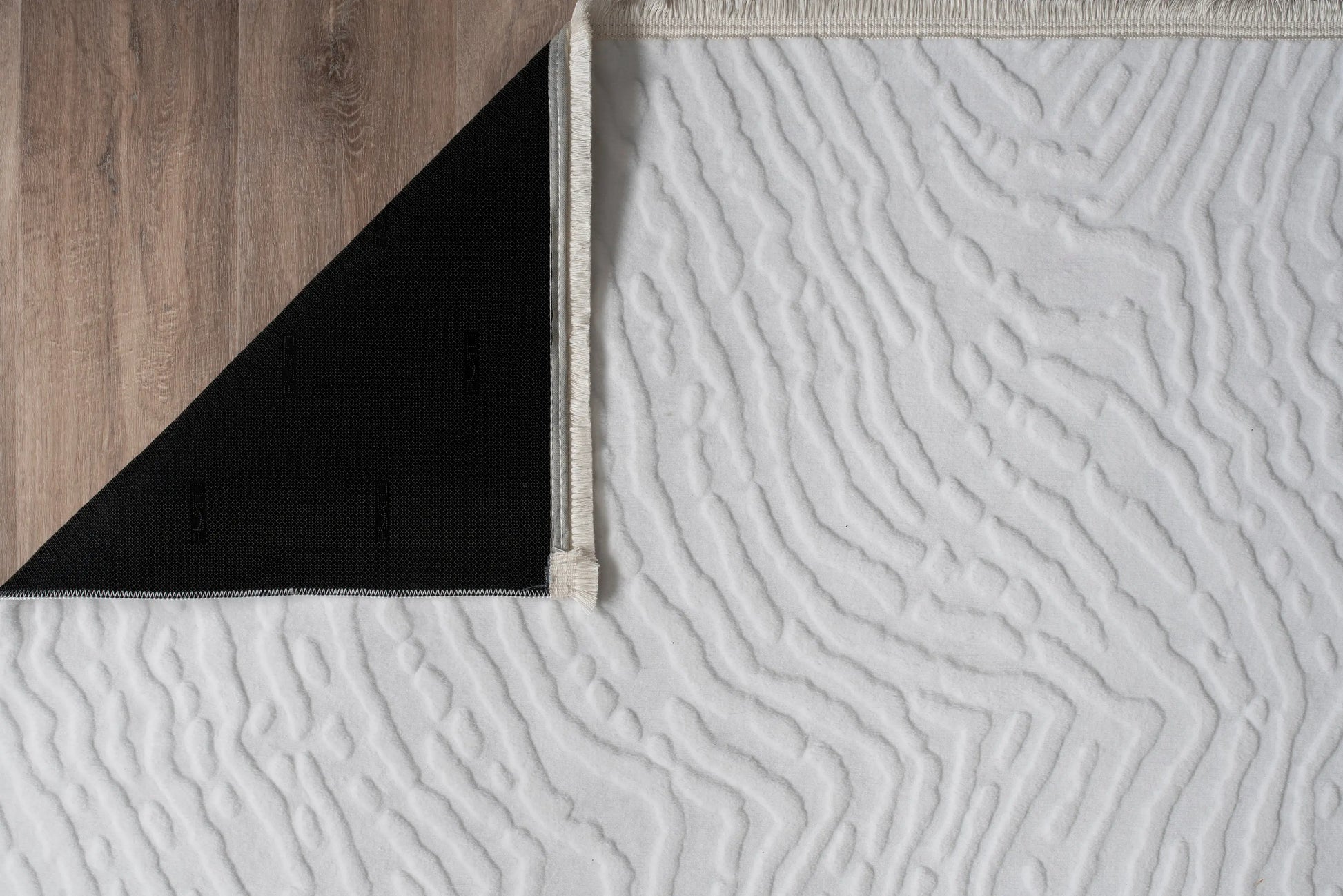 White Textured Fluffy Soft Machine Washable Area Rug For Living Room, Bedroom LaDole Rugs