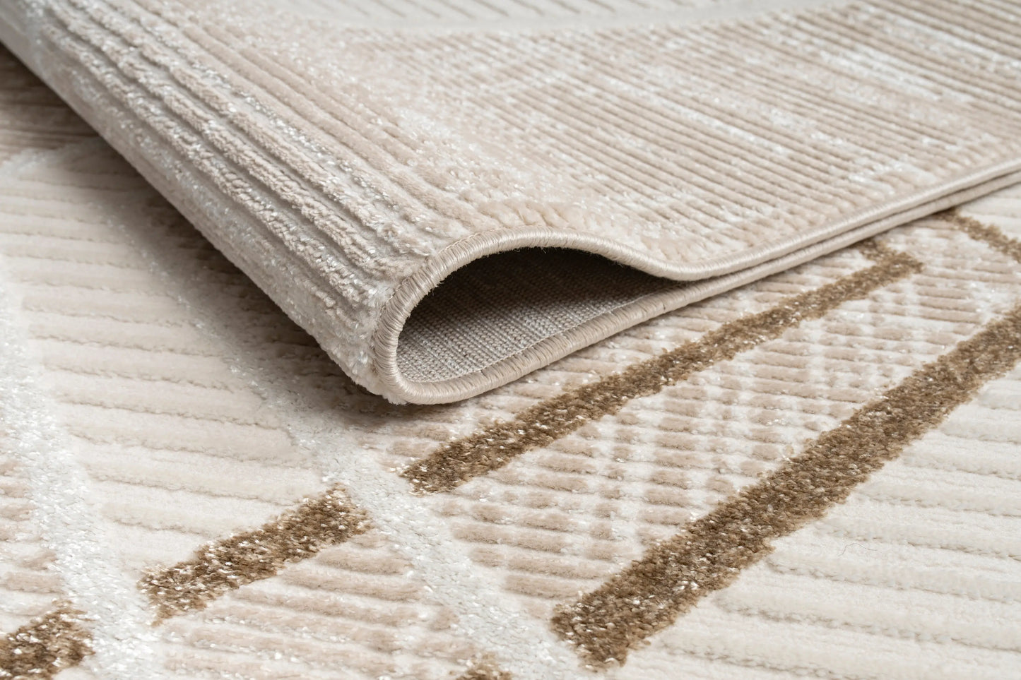 Beige Brown Abstract Living Room Bedroom Area Rug LaDole Rugs