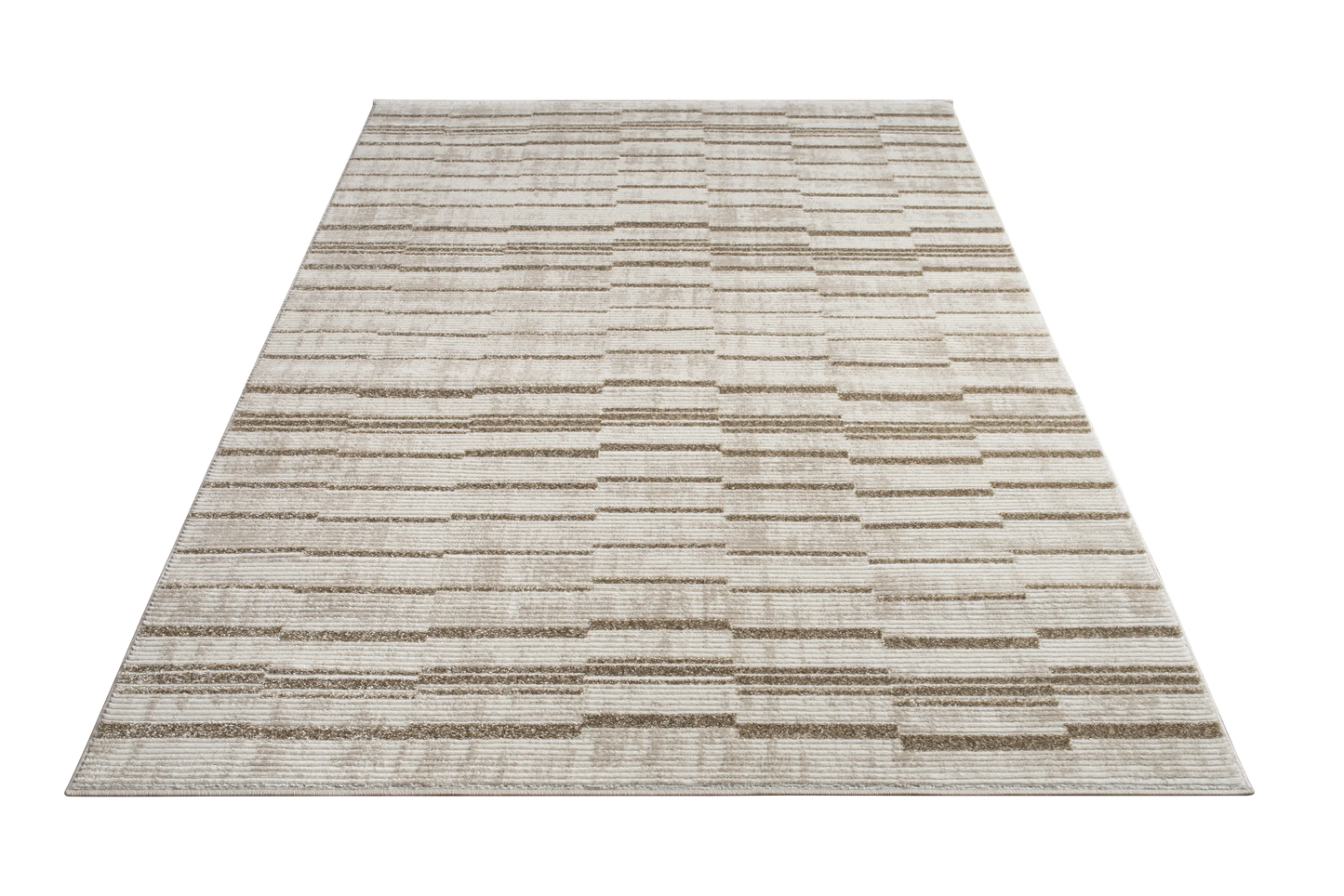 Beige Brown Abstract Striped Living Room Bedroom Area Rug LaDole Rugs