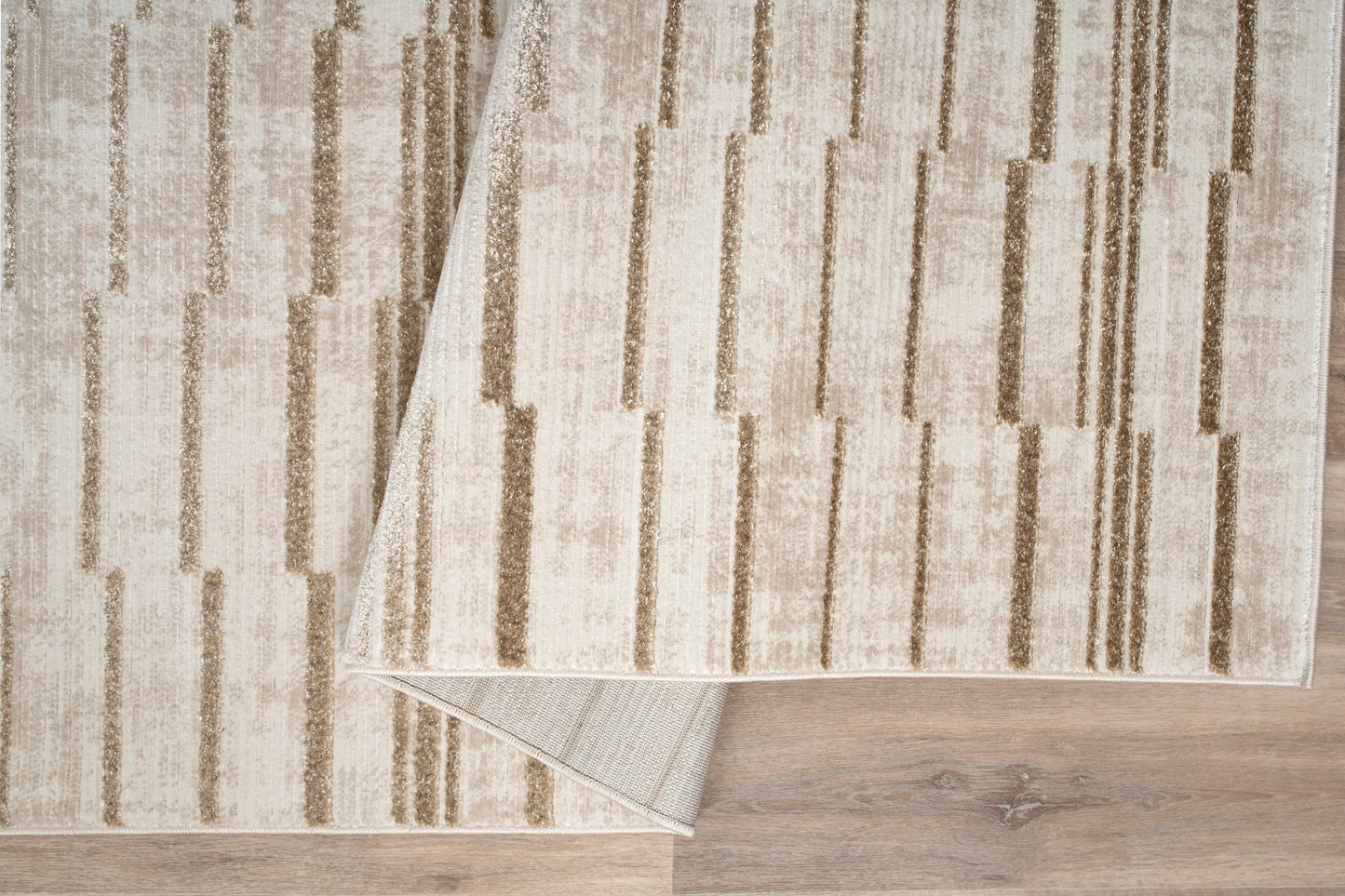 Beige Brown Abstract Striped Living Room Bedroom Area Rug LaDole Rugs