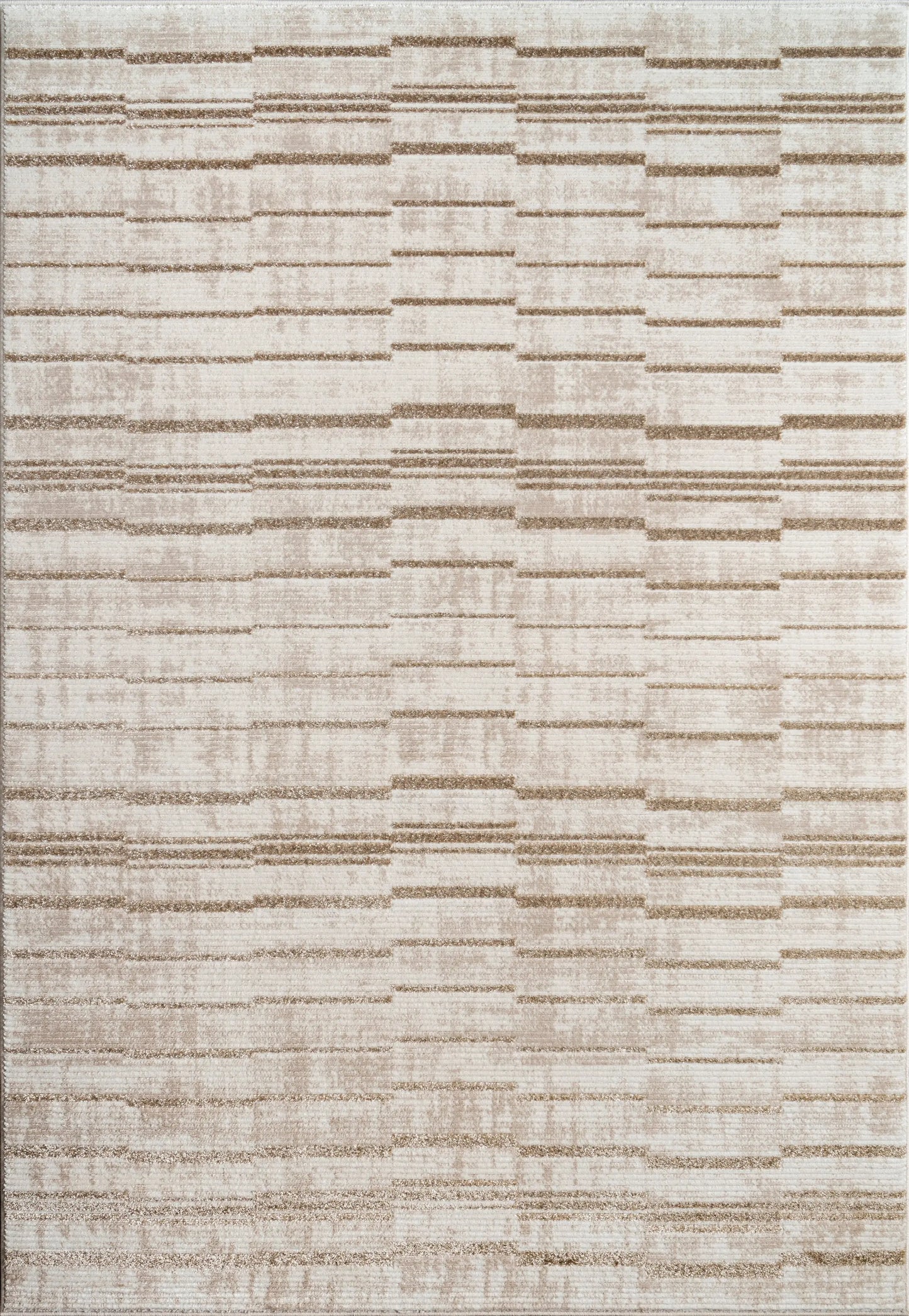 Beige Brown Abstract Striped Living Room Bedroom Area Rug LaDole Rugs