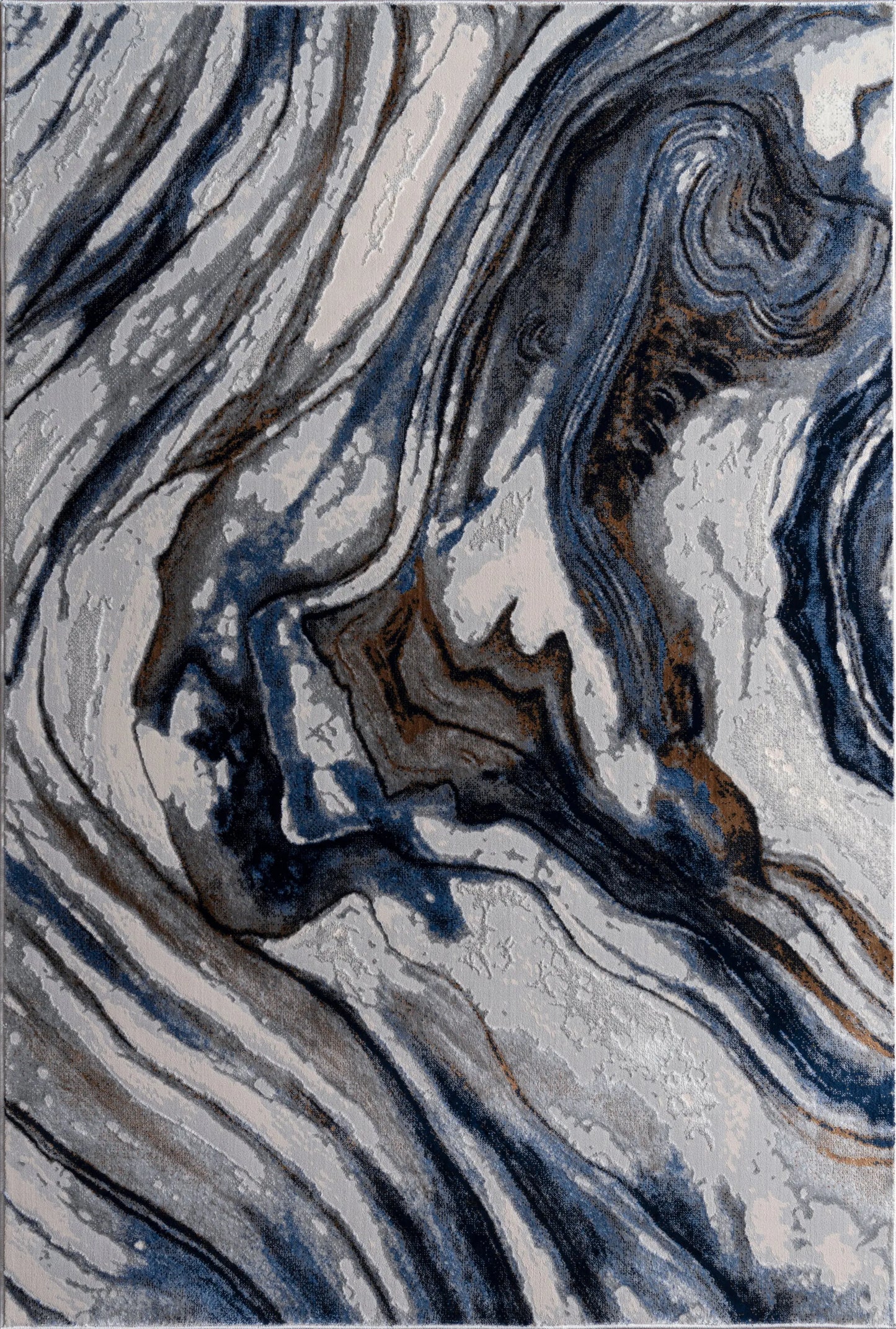 Blue Abstract Earth Living Room Bedroom Area Rug LaDole Rugs