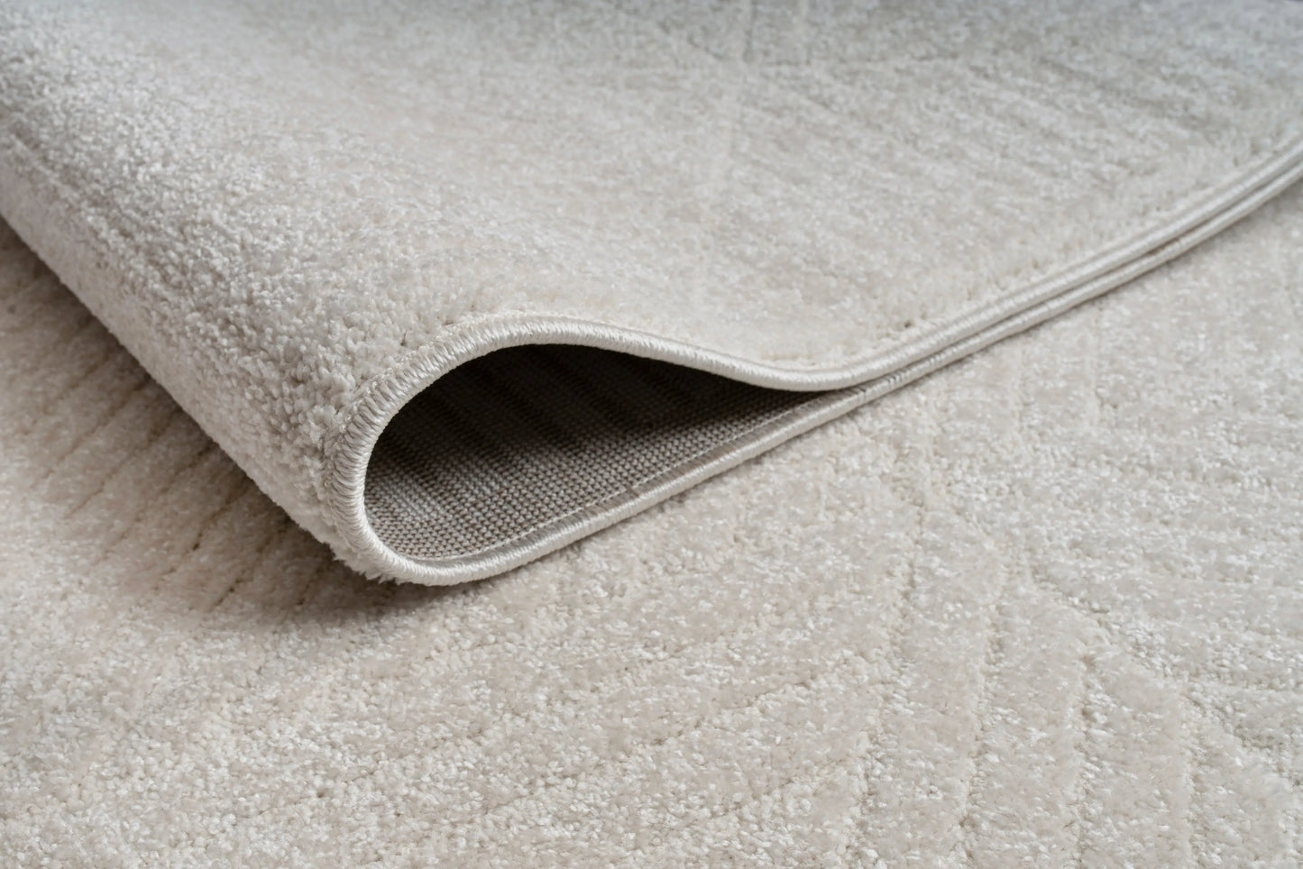 Ivory Grey Textured Geometric Living Room Bedroom Area Rug LaDole Rugs