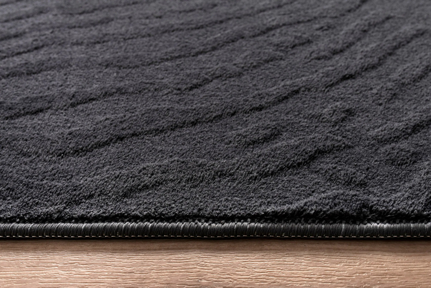 Anthrasite Grey Textured Fluffy Soft Machine Washable Area Rug For Living Room, Bedroom LaDole Rugs