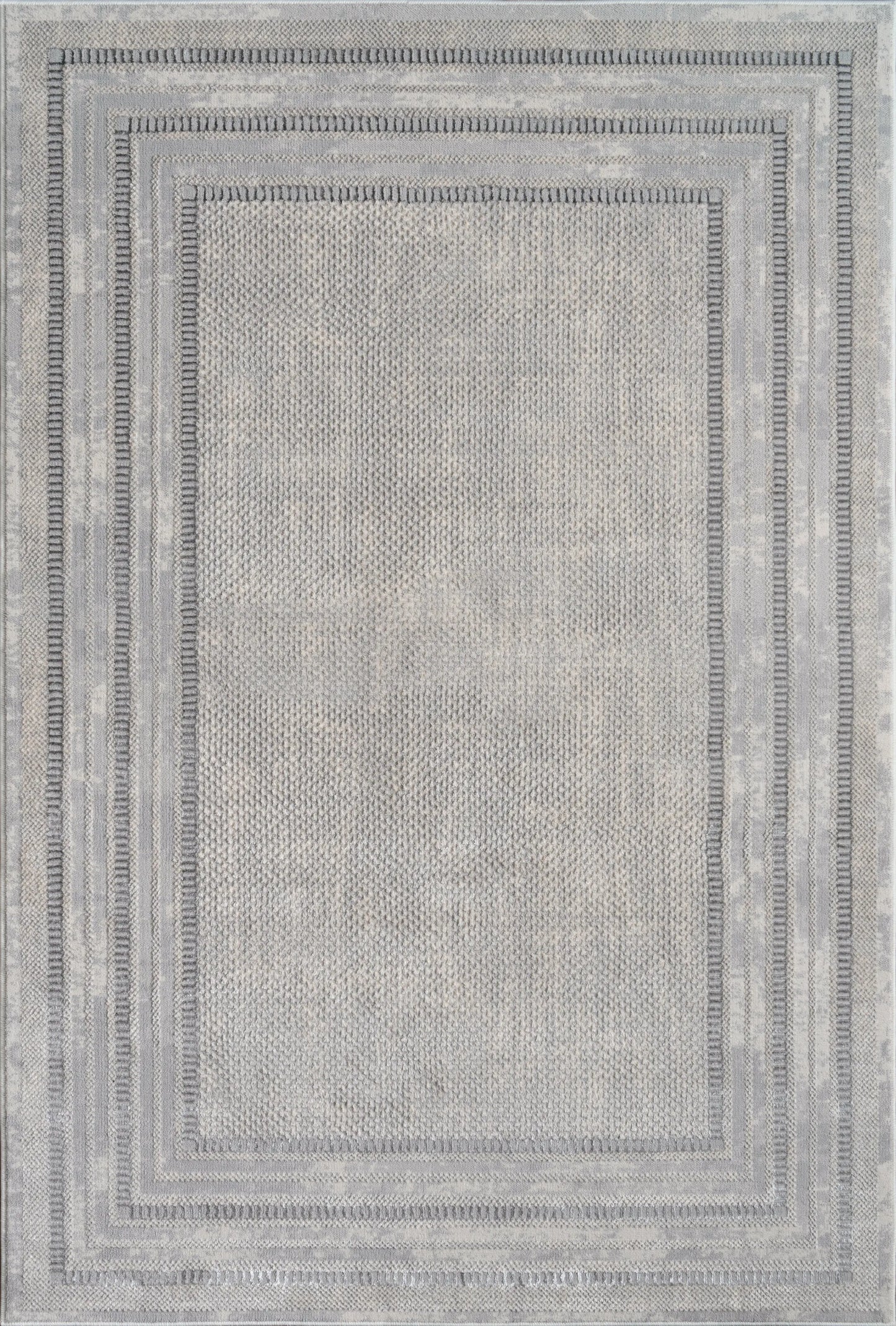 Cream Beige Bordered Modern Living Room Area Rug LaDole Rugs