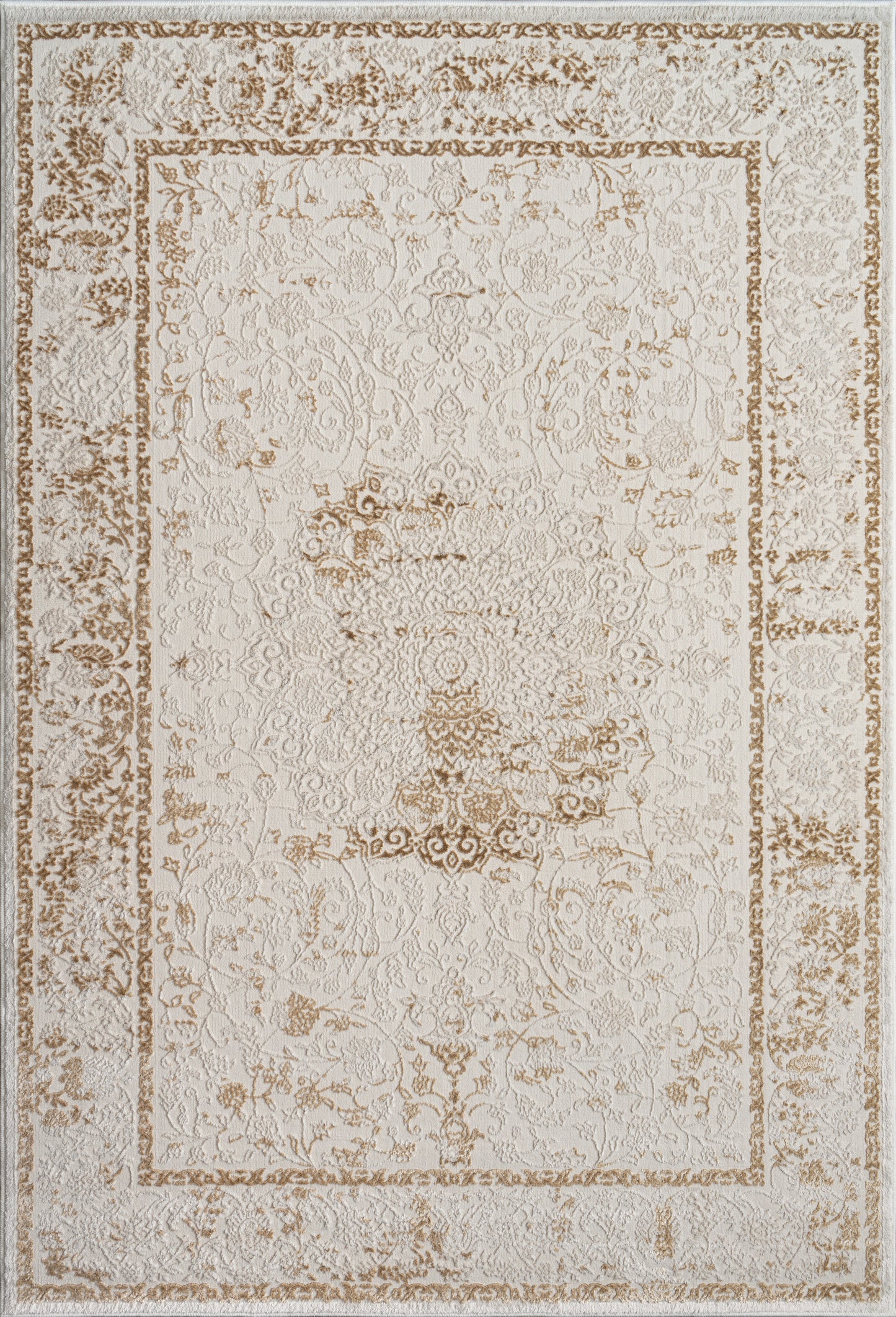 Beige Oriental Traditional Living Room Area Rug