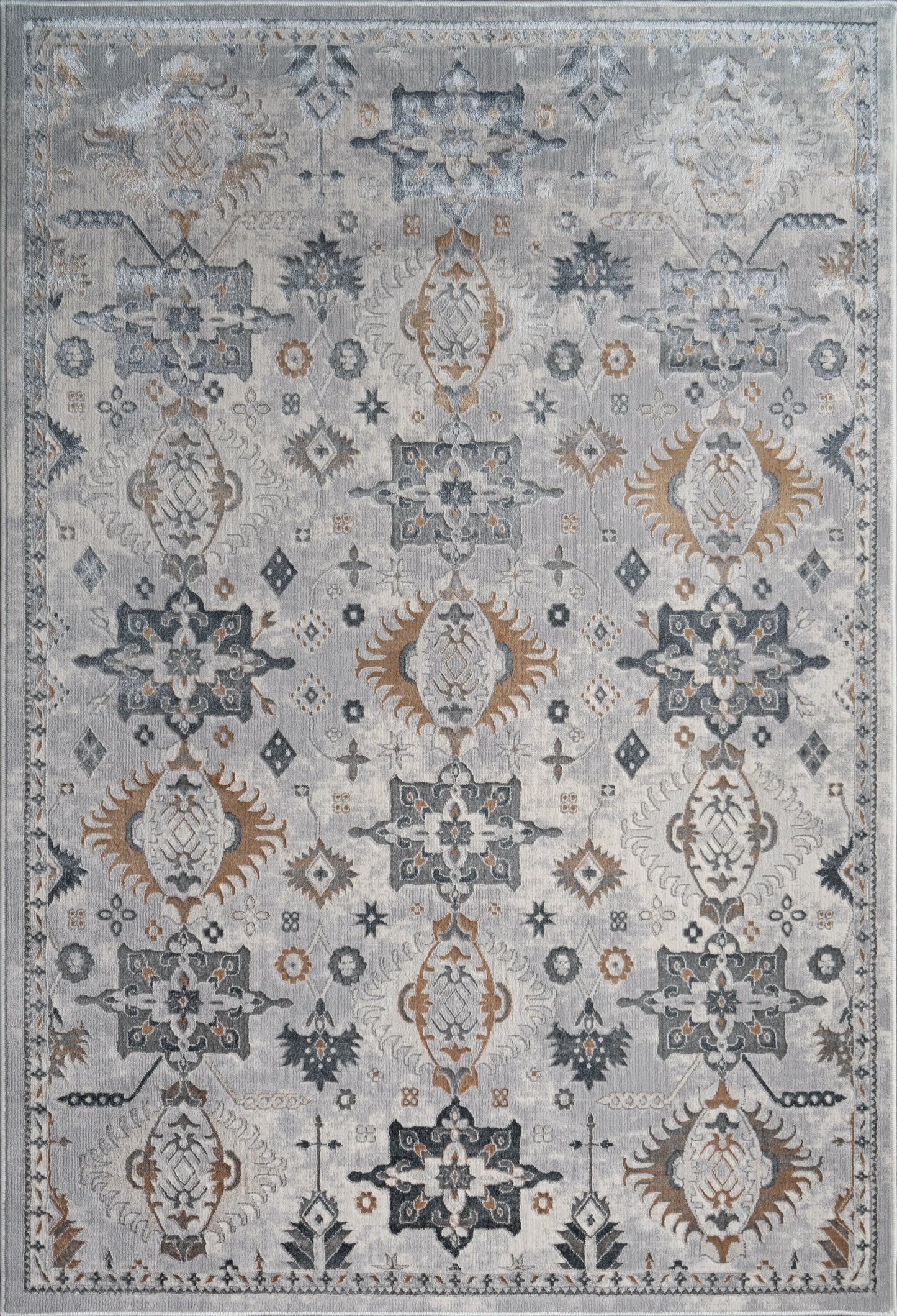 Blue Grey Ikat Traditional Living Room Area Rug LaDole Rugs