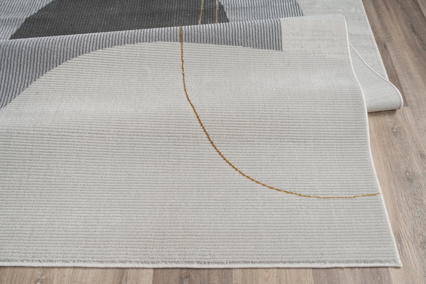 Gold Grey Geometric Modern Living Room Bedroom Area Rug LaDole Rugs