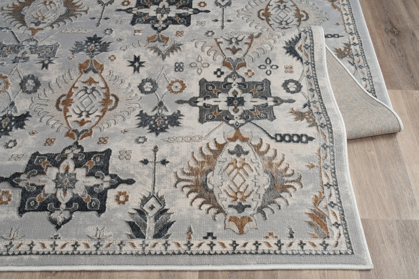 Blue Grey Ikat Traditional Living Room Area Rug LaDole Rugs