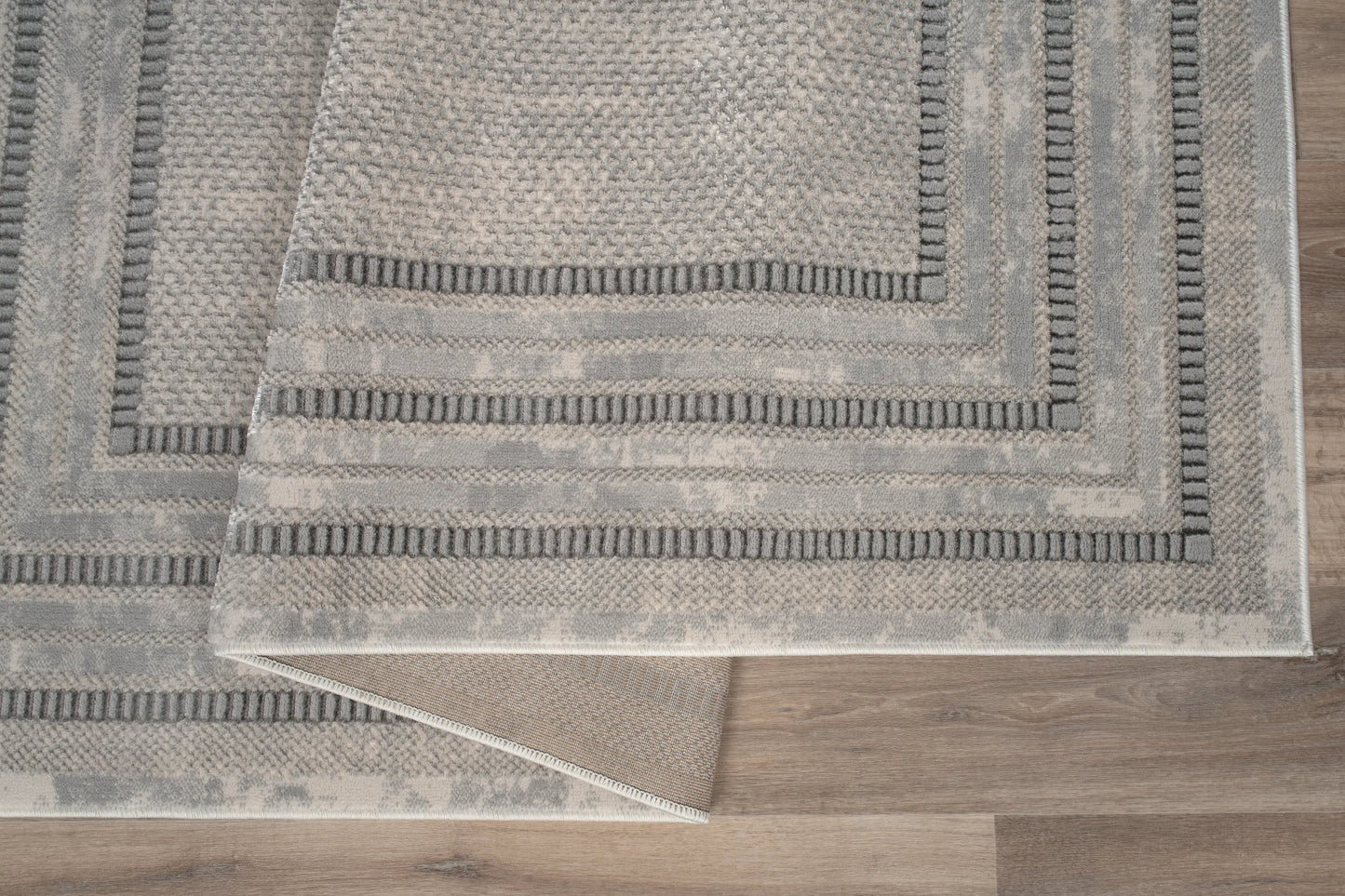 Cream Beige Bordered Modern Living Room Area Rug LaDole Rugs