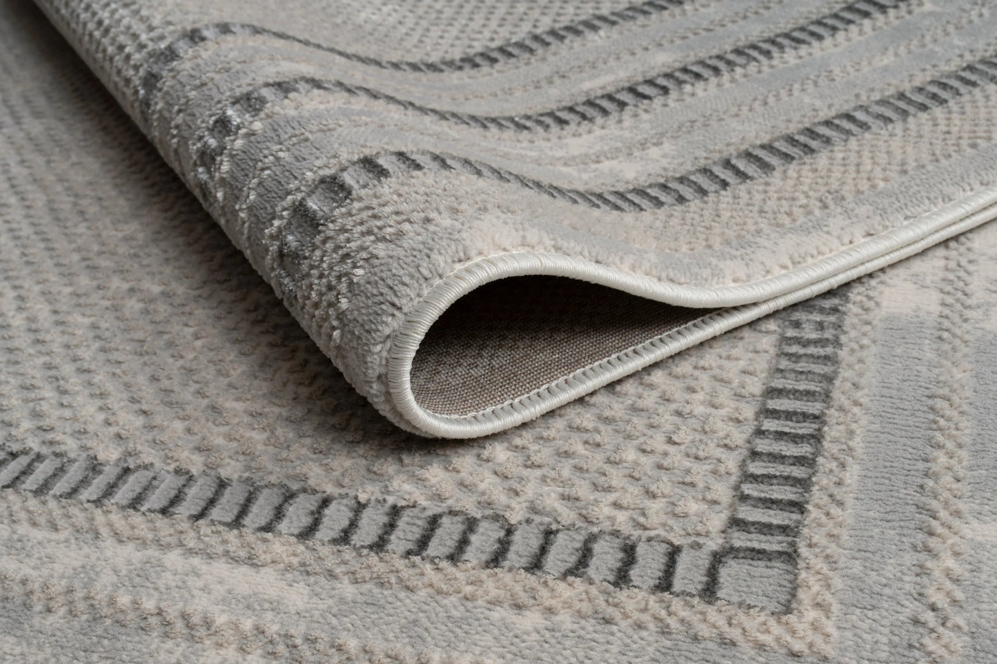 Cream Beige Bordered Modern Living Room Area Rug LaDole Rugs