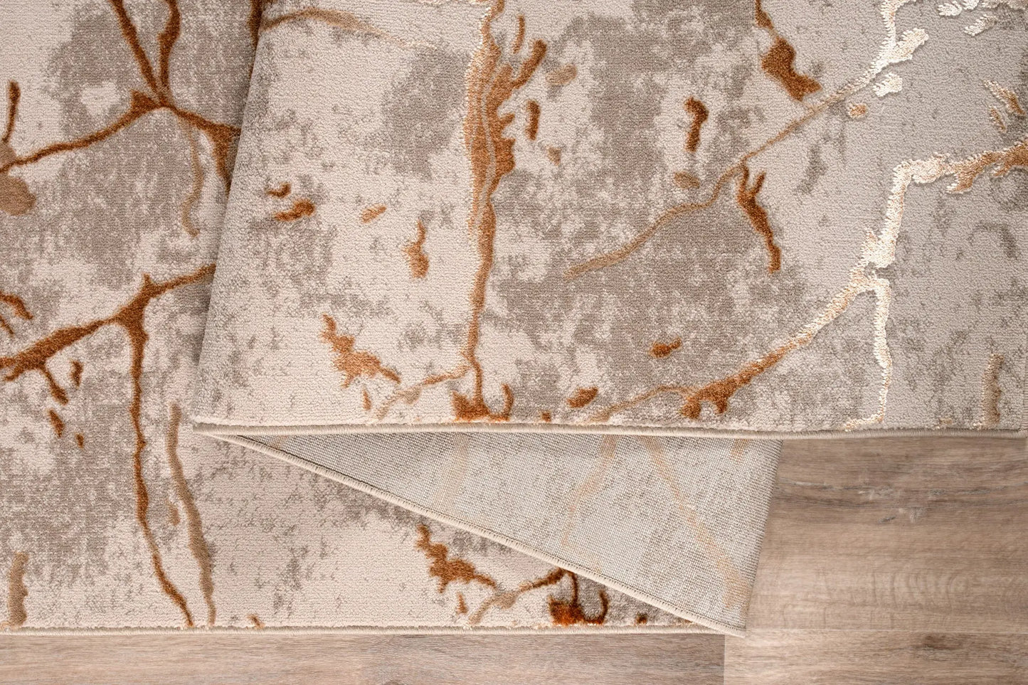 Copper Beige Luxury Abstract Living Room Bedroom Area Rug LaDole Rugs