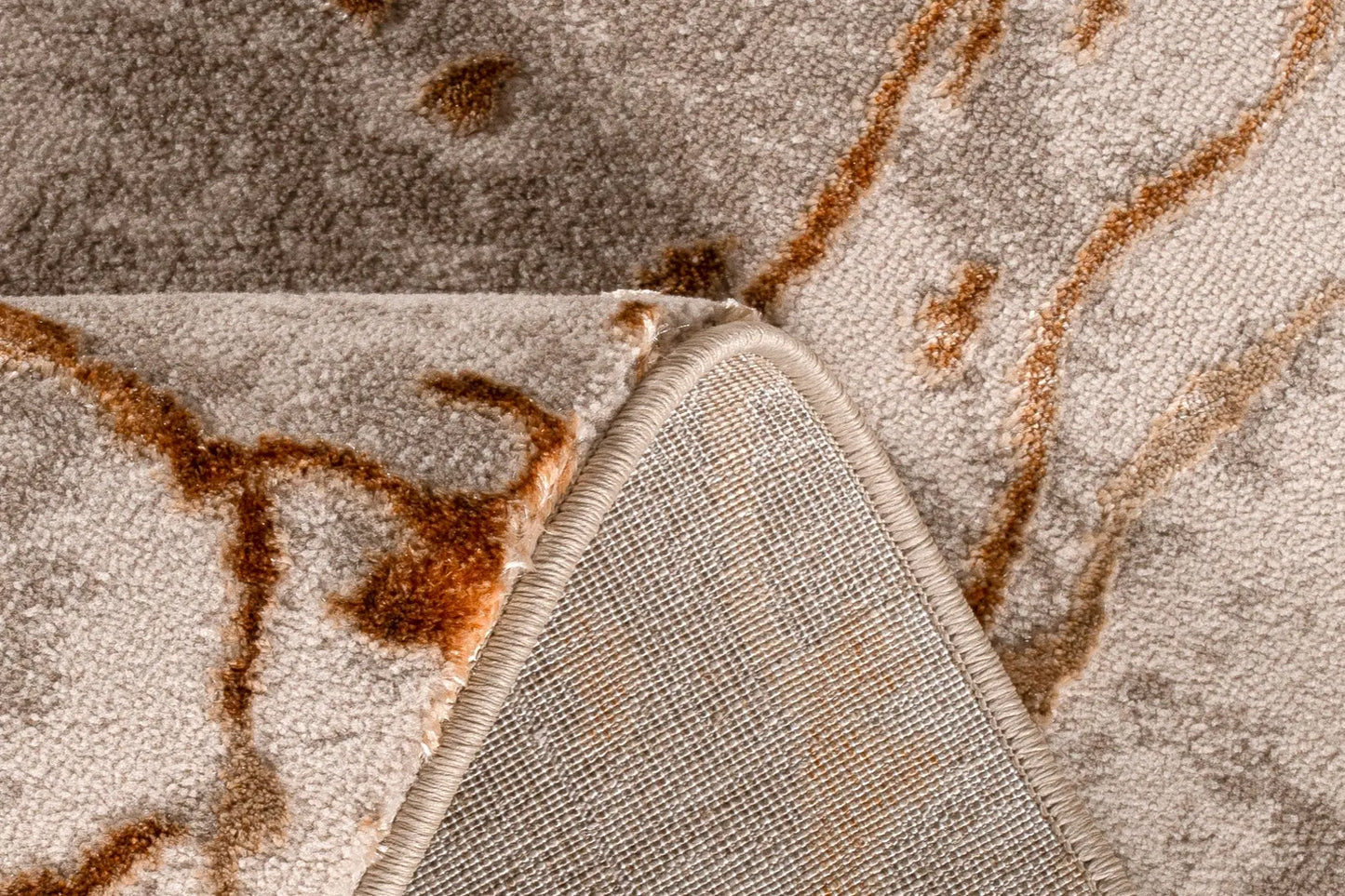 Copper Beige Luxury Abstract Living Room Bedroom Area Rug LaDole Rugs
