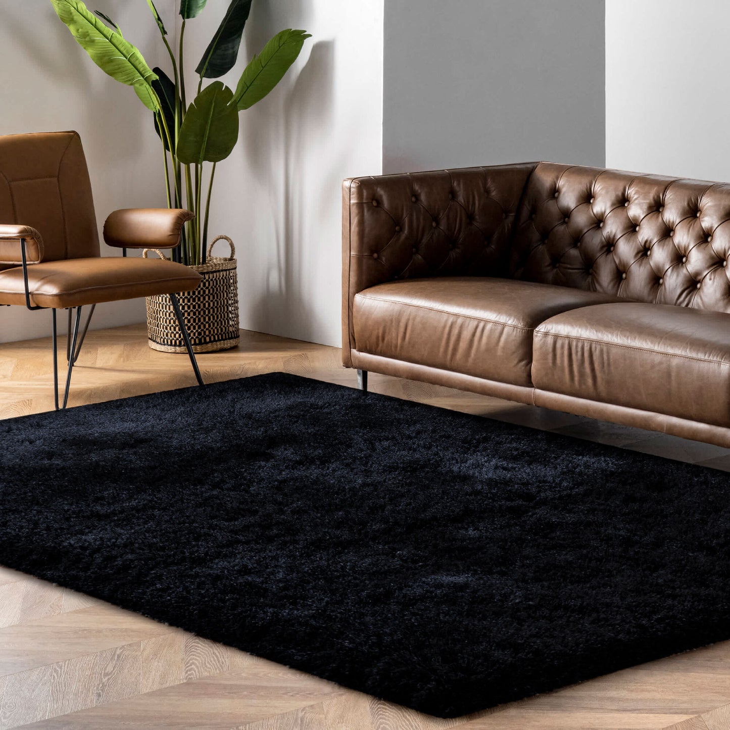 black fluffy soft machine washable area rug for living room bedroom 4x6, 4x5 ft Small Carpet, Home Office, Living Room, Bedroom