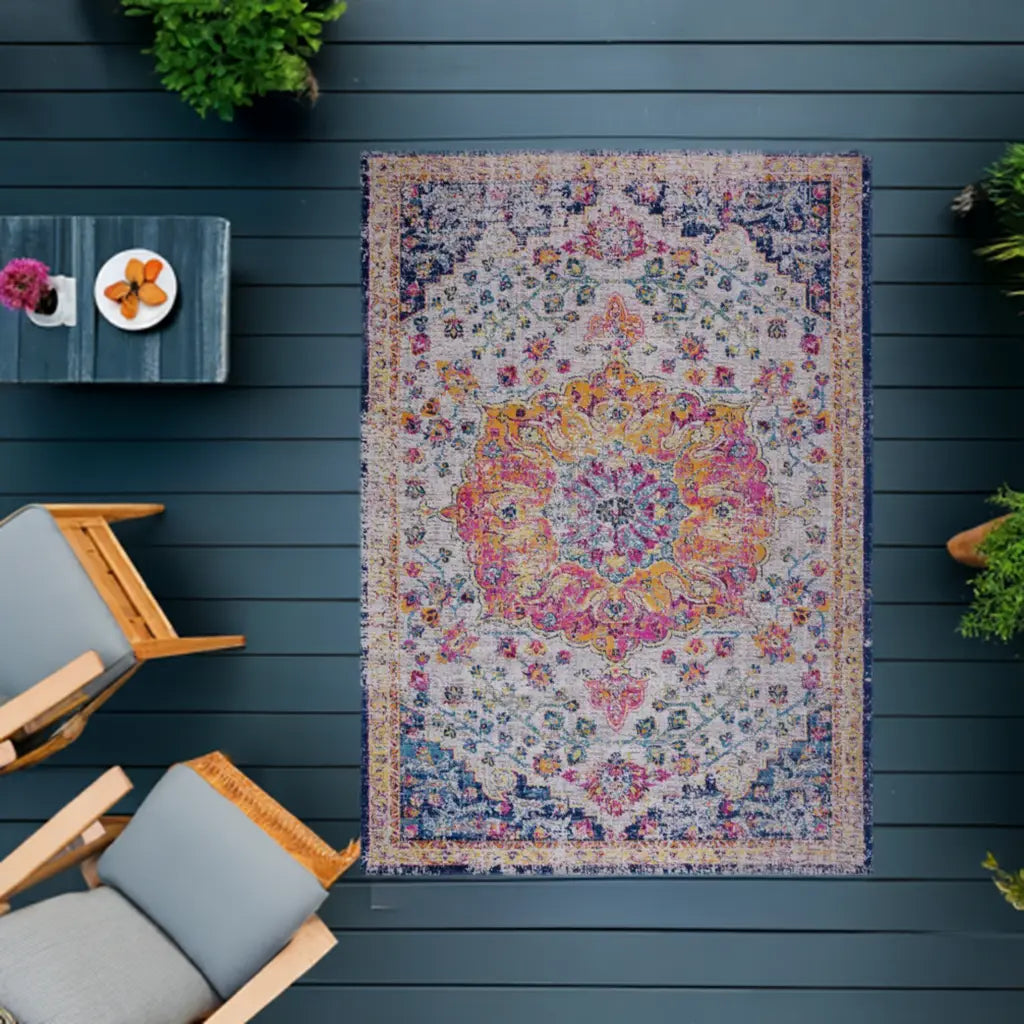 ladole rugs timeless collection orlando multicolor traditional indoor outdoor durable soft runner area rug carpet 2x3 Doormat, Entrance, Balcony, Bathroom, Washroom