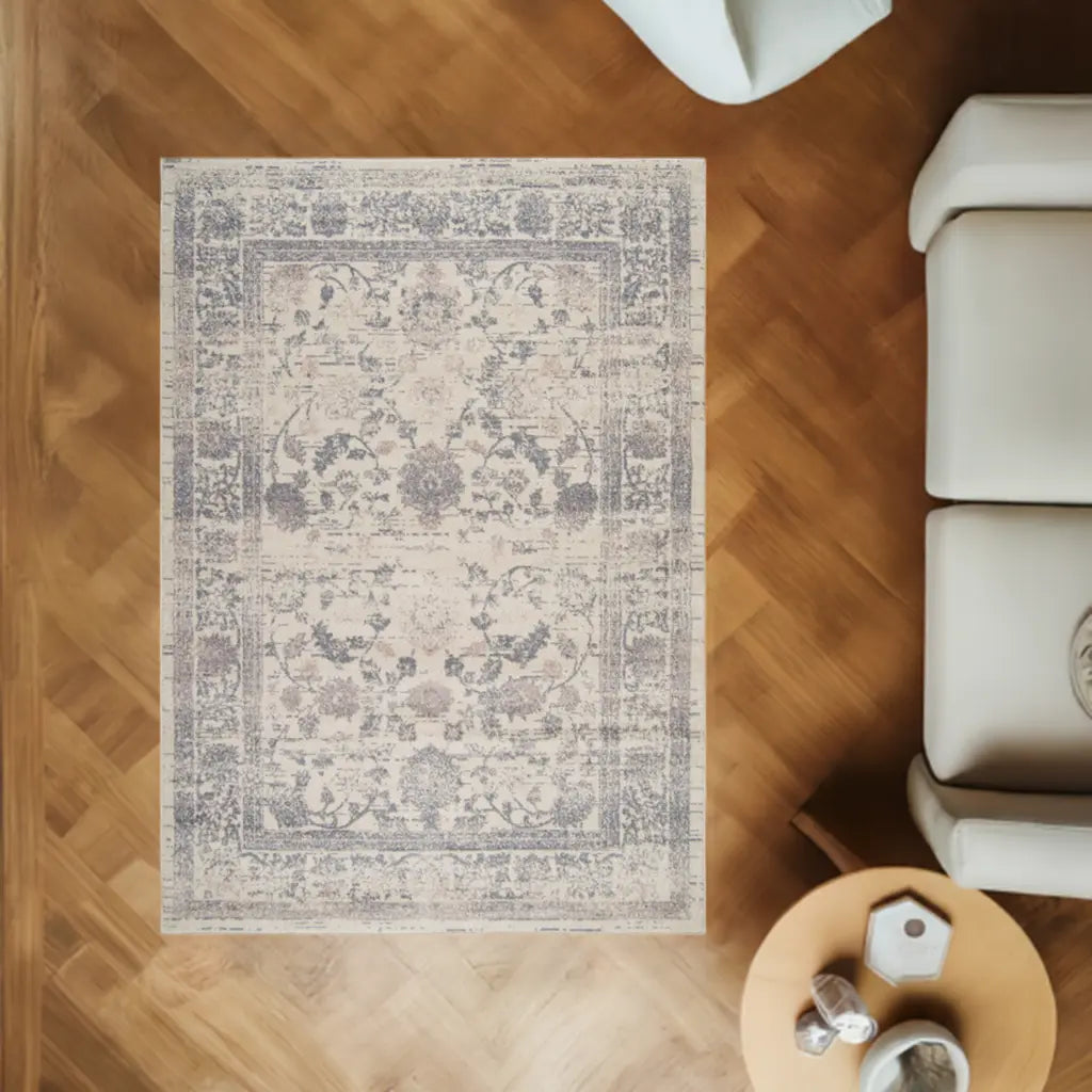 vintage santori cream dark beige area rug 2x5, 3x5 Runner Rug, Entry Way, Entrance, Balcony, Bedside, Home Office, Table Top