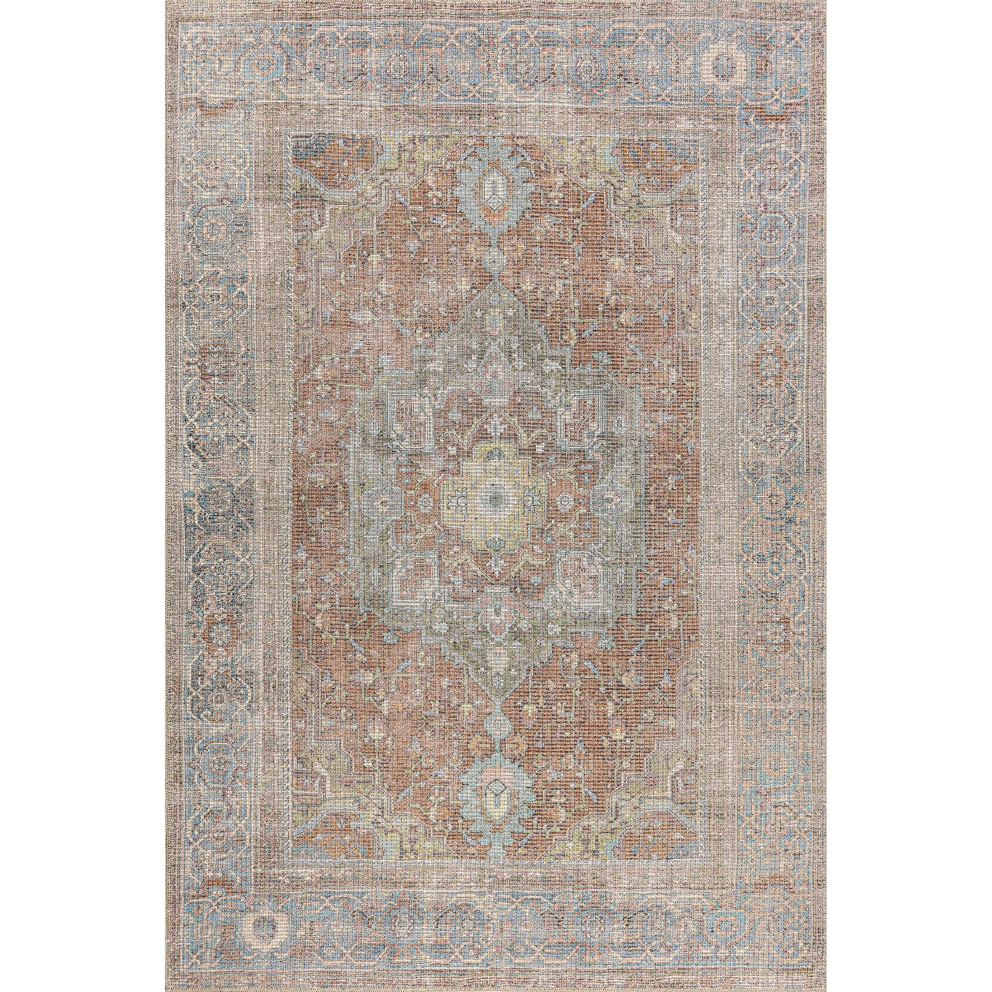 blue brown boho cotton and polyster machine washable traditional rustic area rug 2x8, 3x10, 2x10 ft Long Runner Rug, Hallway, Balcony, Entry Way, Kitchen, Stairs