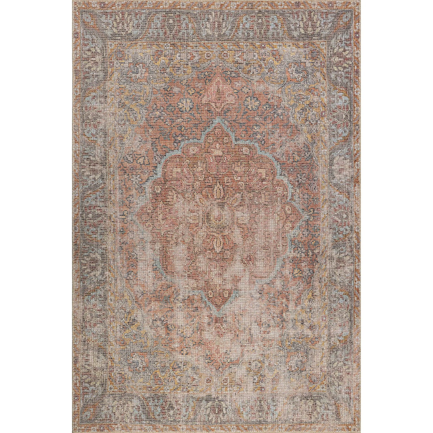 terra red cotton and polyster machine washable traditional rustic area rug 2x8, 3x10, 2x10 ft Long Runner Rug, Hallway, Balcony, Entry Way, Kitchen, Stairs