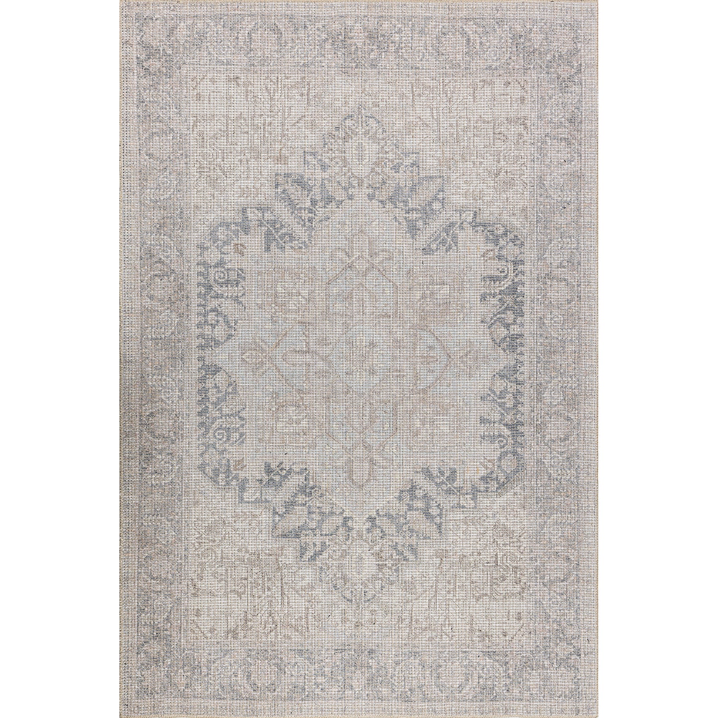 grey blue medallion cotton and polyster machine washable traditional rustic area rug 2x5, 3x5 Runner Rug, Entry Way, Entrance, Balcony, Bedside, Home Office, Table Top