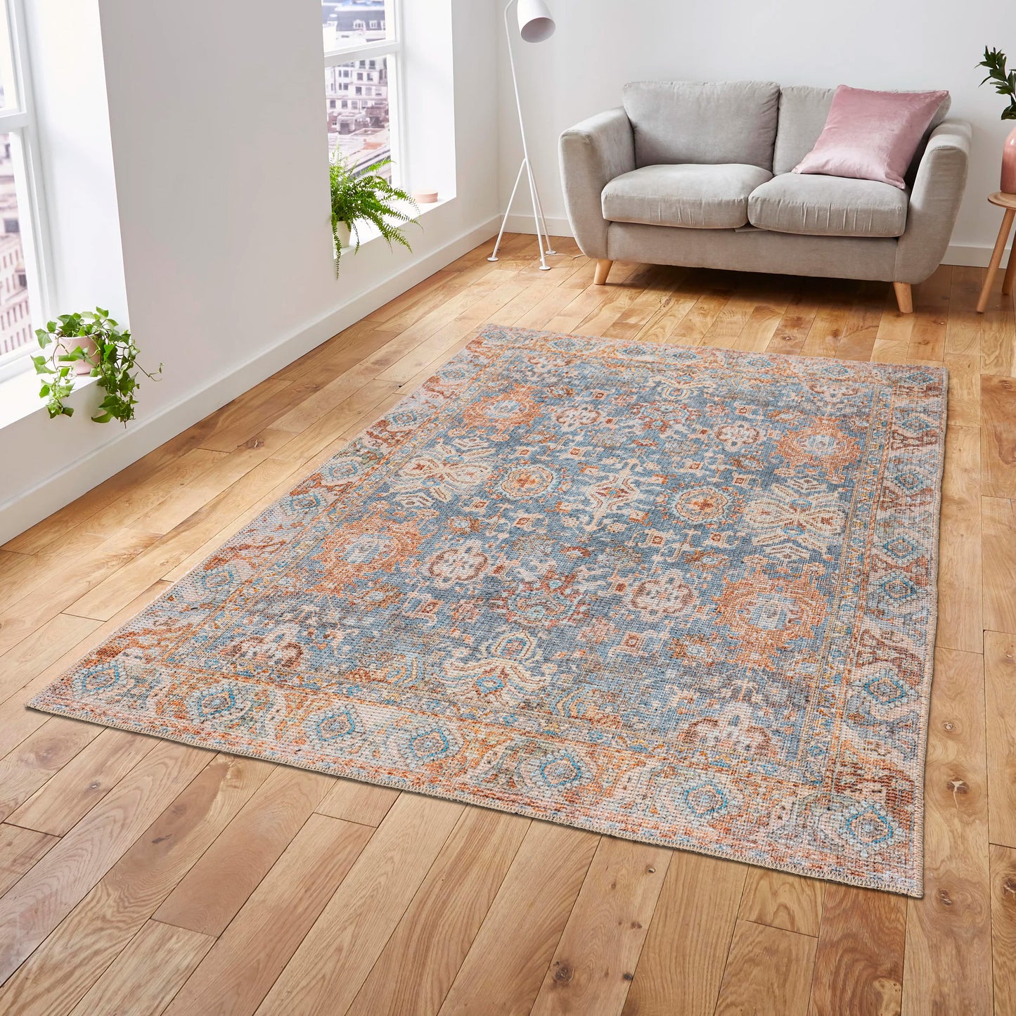 blue multicolor boho cotton and polyster machine washable traditional rustic area rug 6x8, 6x9 ft Living Room, Bedroom, Dining Area, Kitchen Carpet